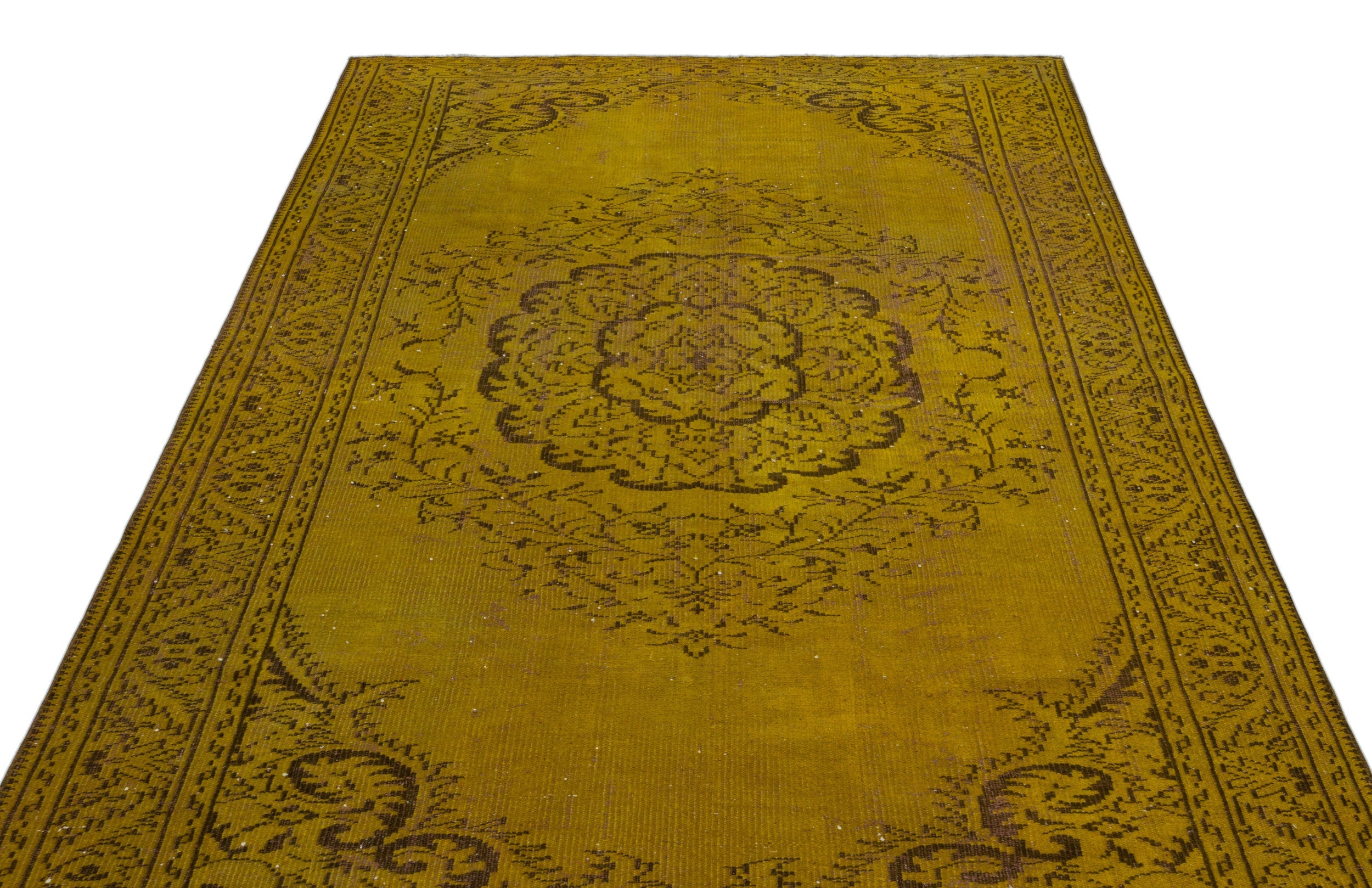 Atina Yellow Vintage Wool Handmade Area Rug 5'9" x 9'3"