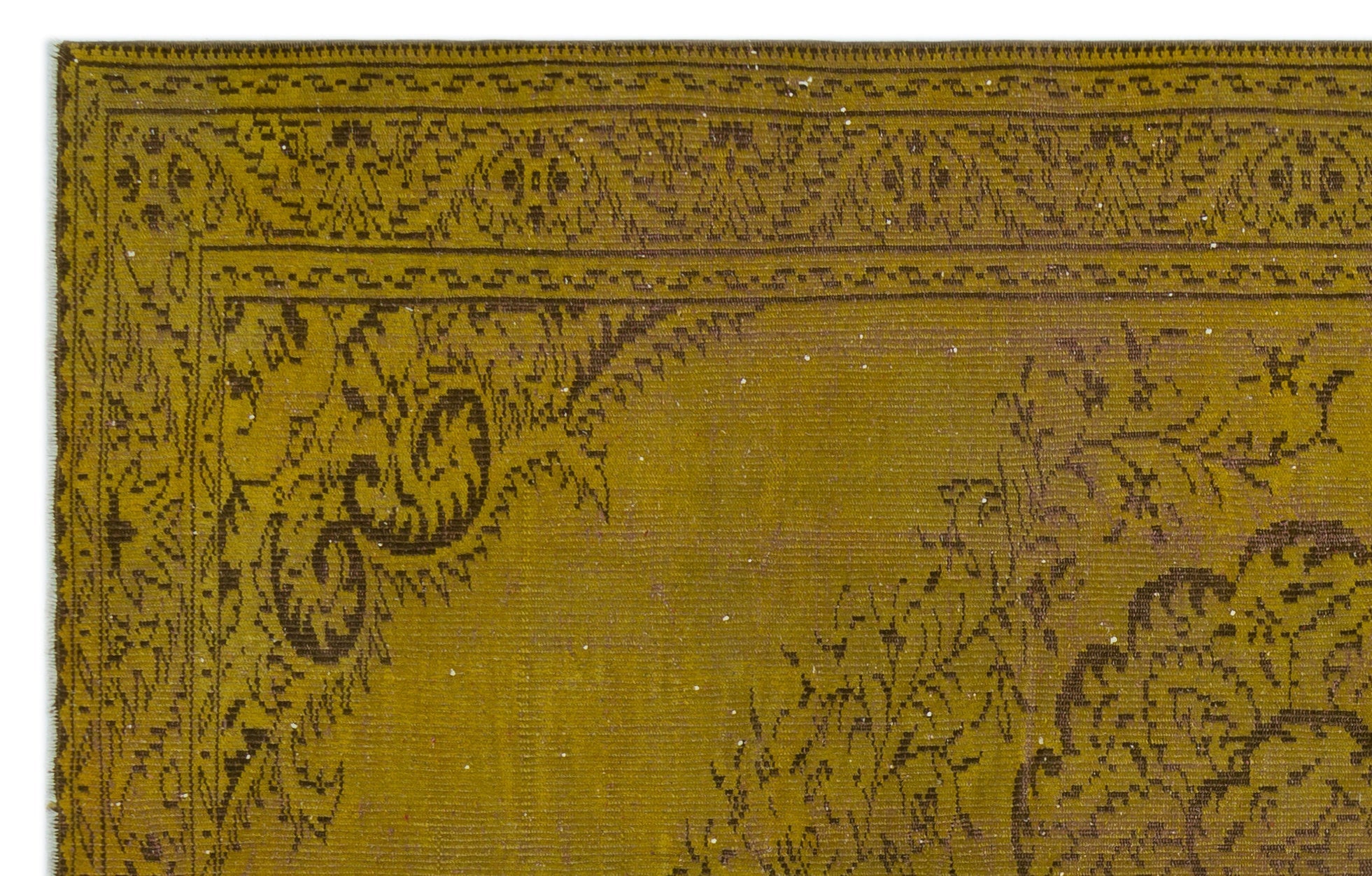 Atina Yellow Vintage Wool Handmade Area Rug 5'9" x 9'3"