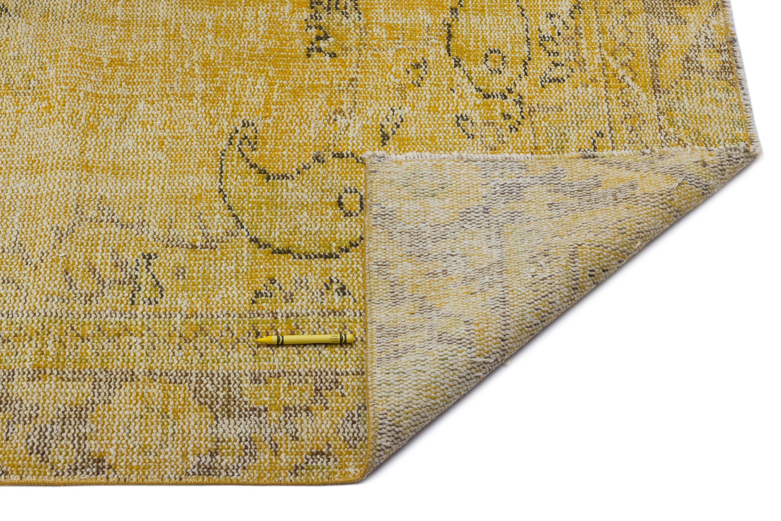 Atina Yellow Vintage Wool Handmade Area Rug 5'7" x 10'0"