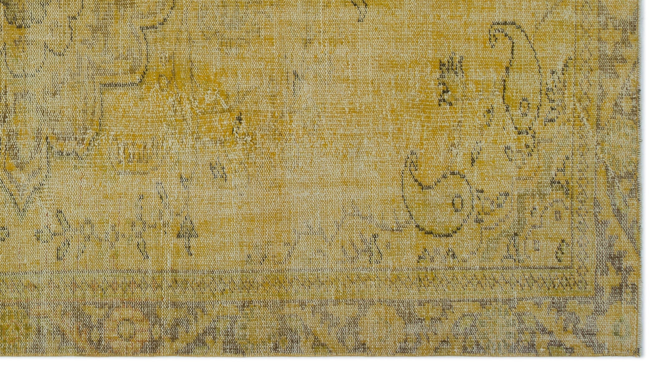 Atina Yellow Vintage Wool Handmade Area Rug 5'7" x 10'0"