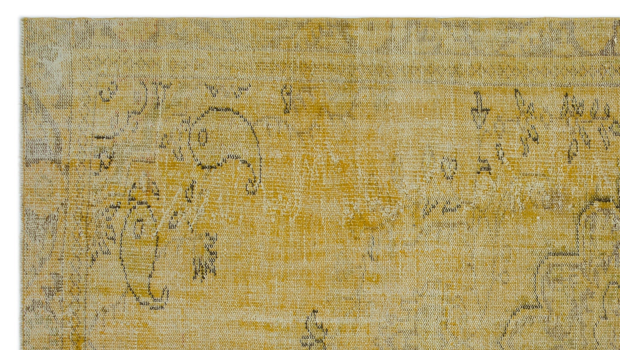 Atina Yellow Vintage Wool Handmade Area Rug 5'7" x 10'0"