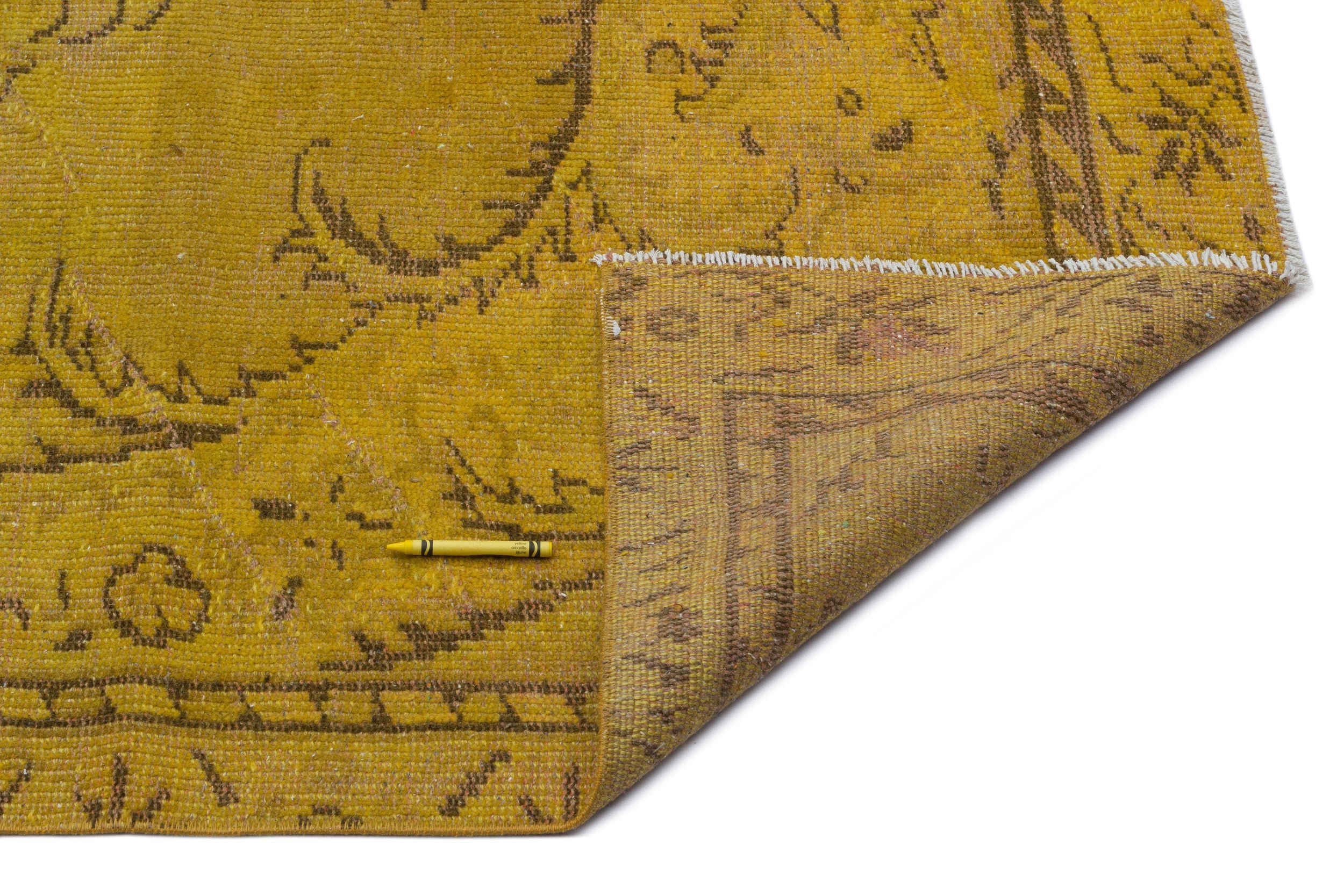 Atina Yellow Vintage Wool Handmade Area Rug 5'3" x 9'3"