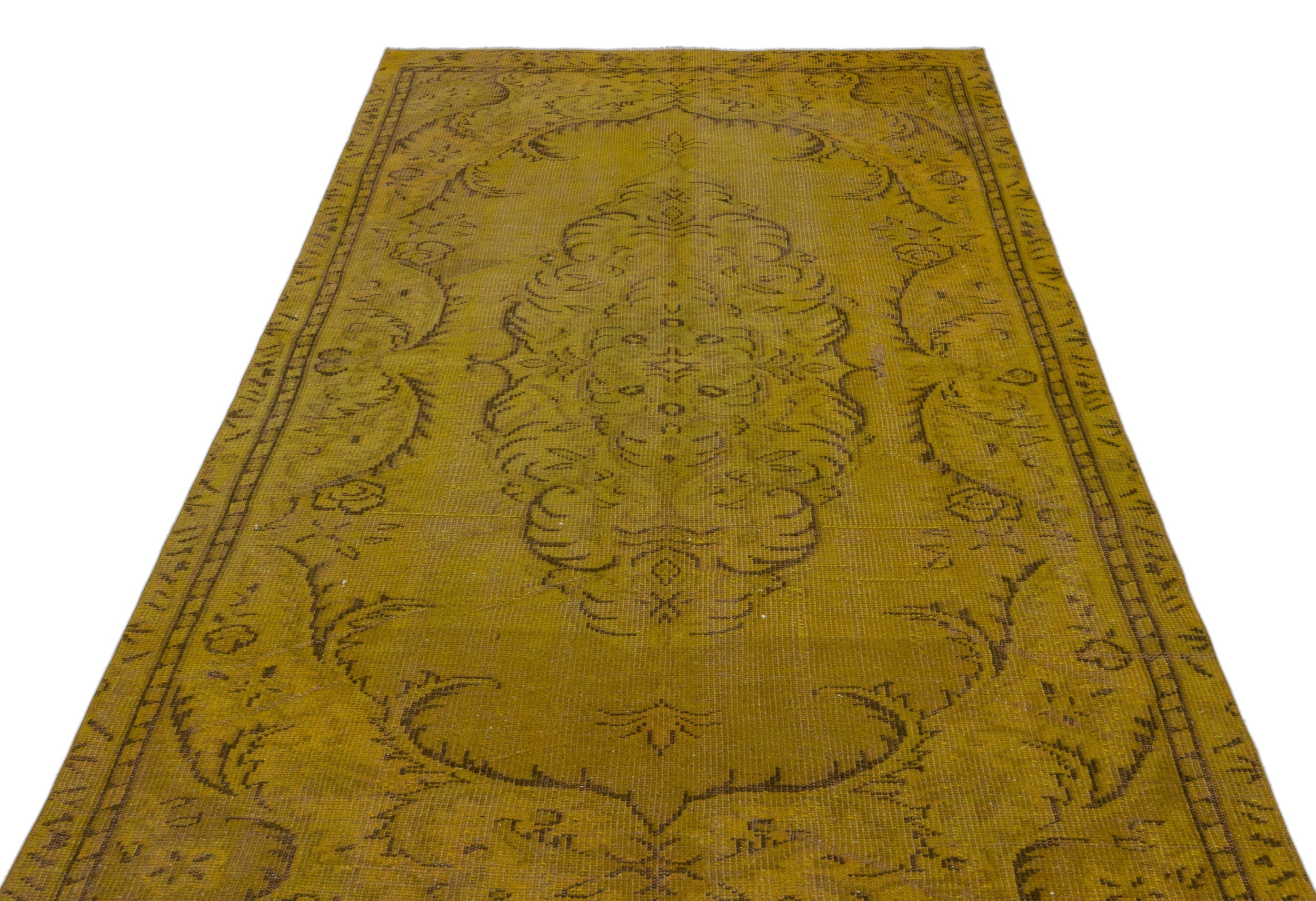 Atina Yellow Vintage Wool Handmade Area Rug 5'3" x 9'3"