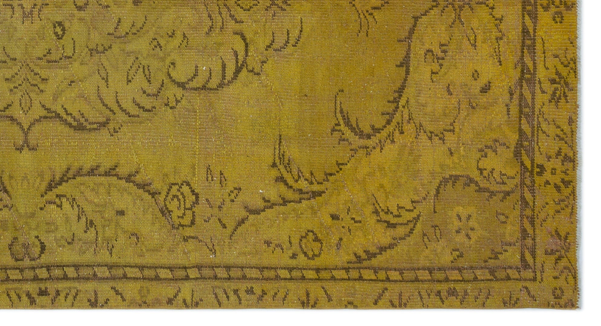 Atina Yellow Vintage Wool Handmade Area Rug 5'3" x 9'3"