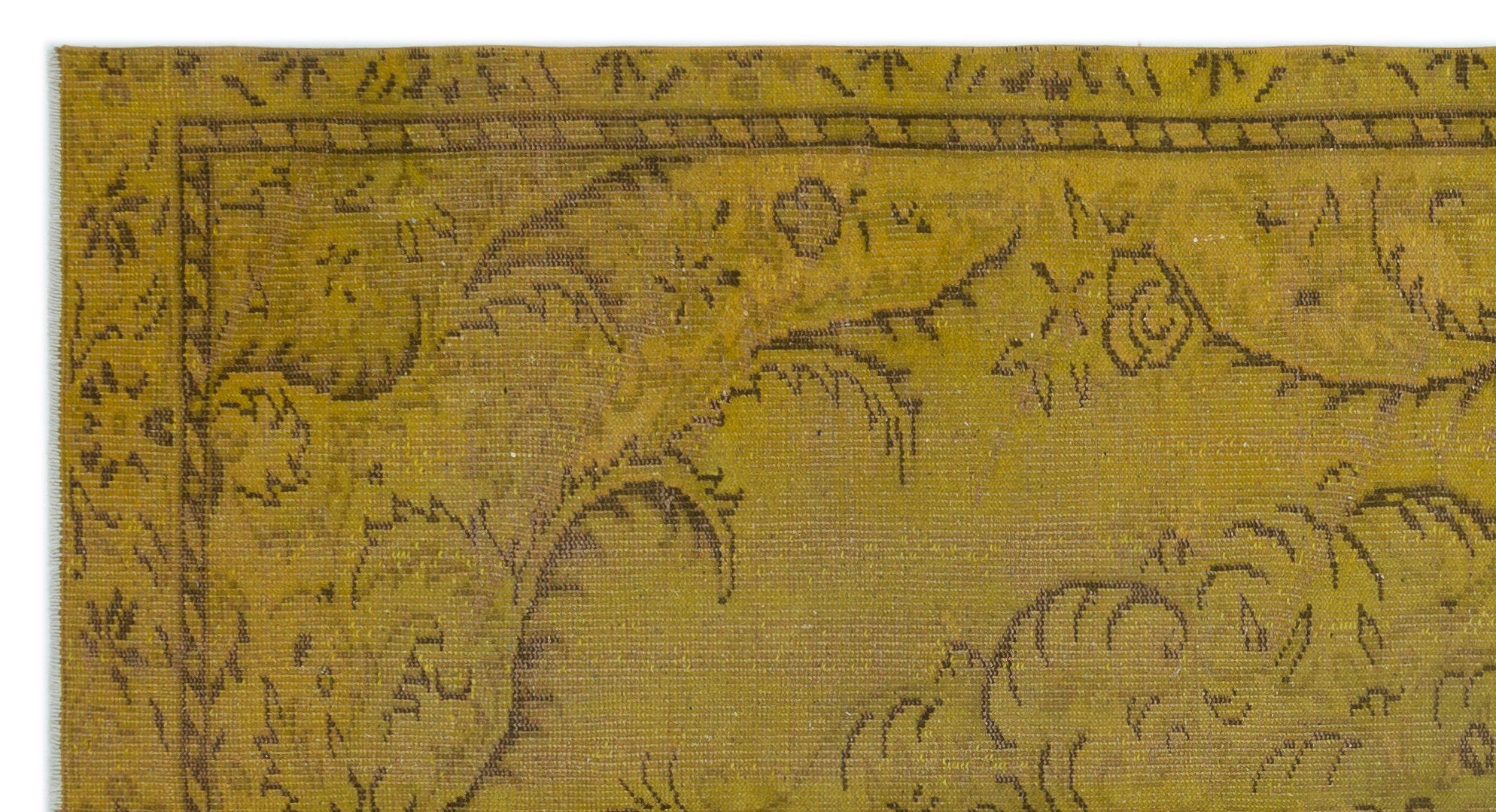 Atina Yellow Vintage Wool Handmade Area Rug 5'3" x 9'3"
