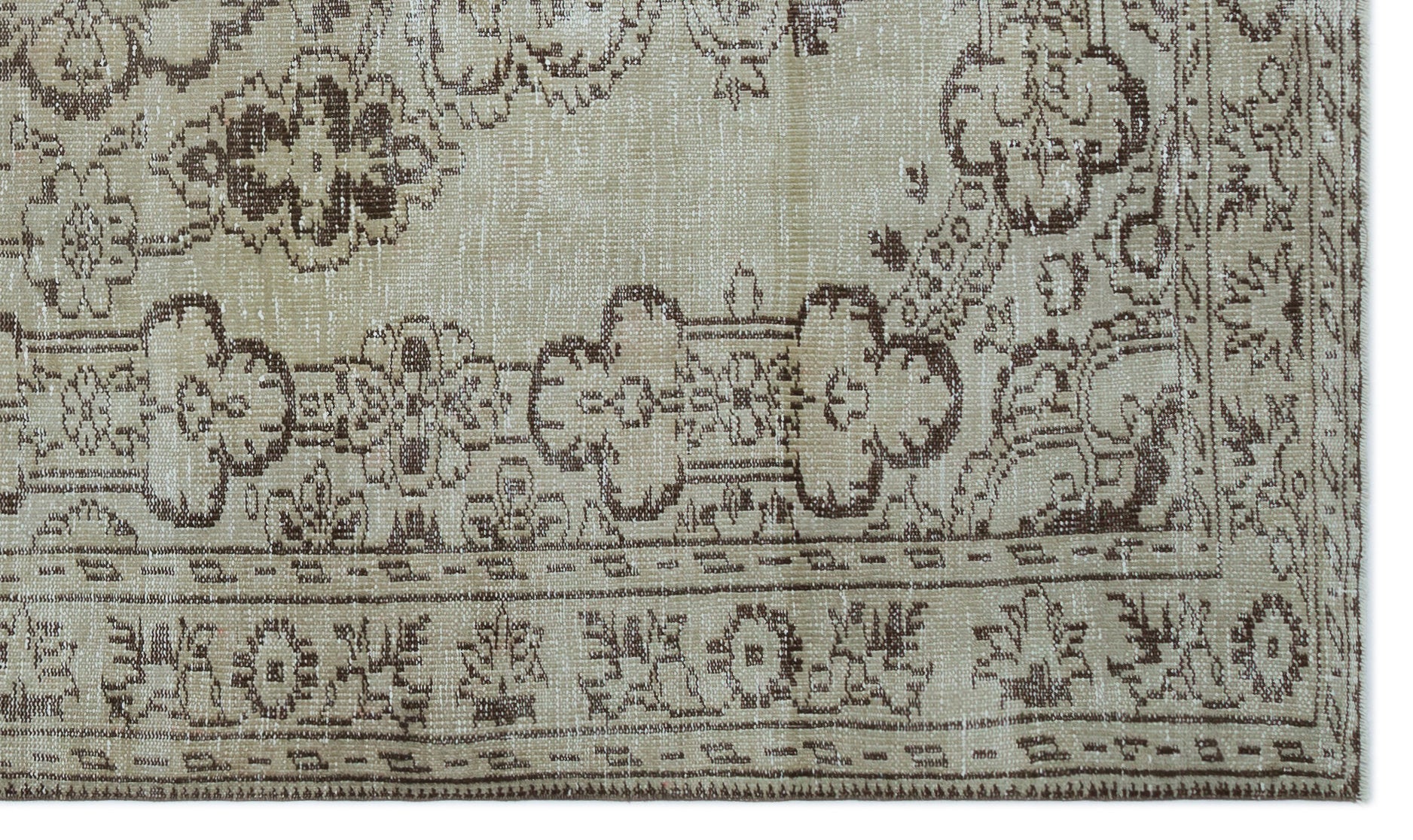 Atina Beige Vintage Wool Handmade Area Rug 5'1" x 8'11"