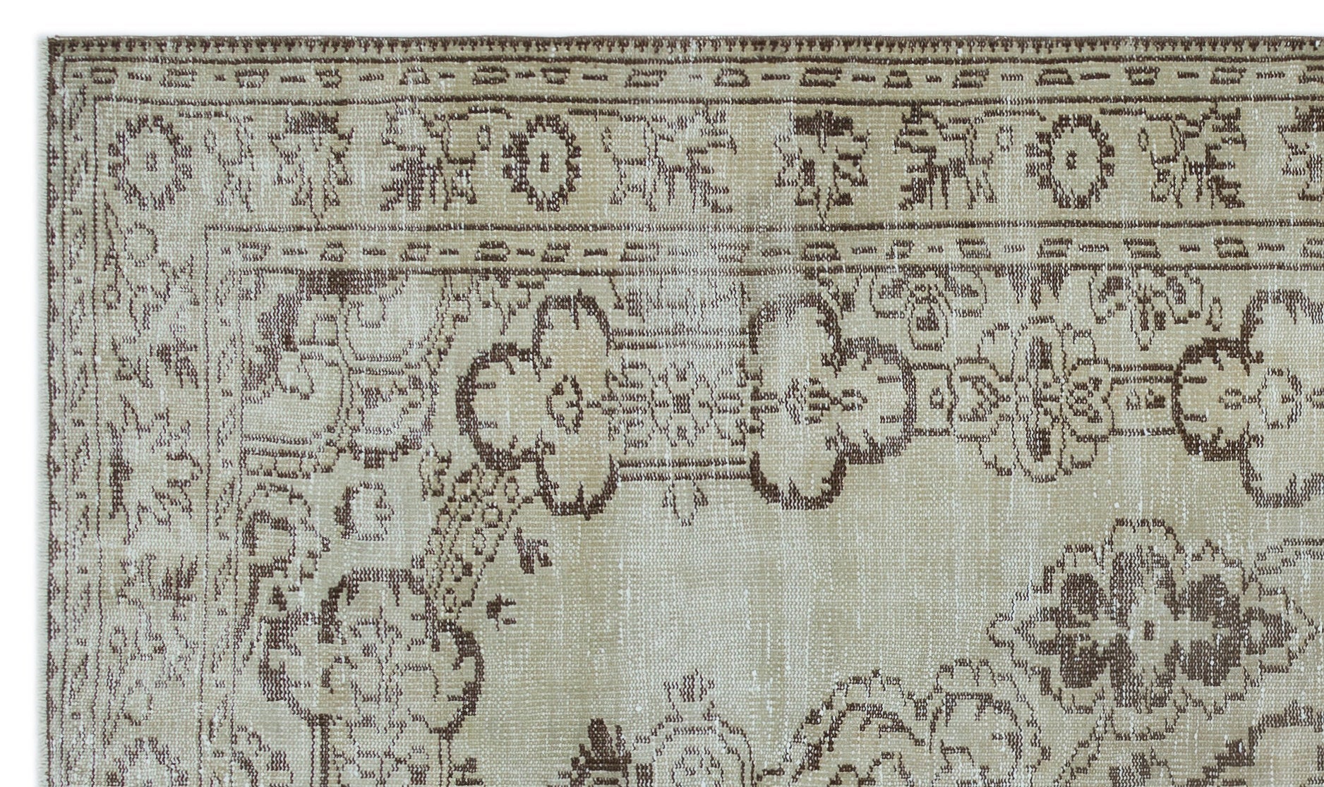 Atina Beige Vintage Wool Handmade Area Rug 5'1" x 8'11"