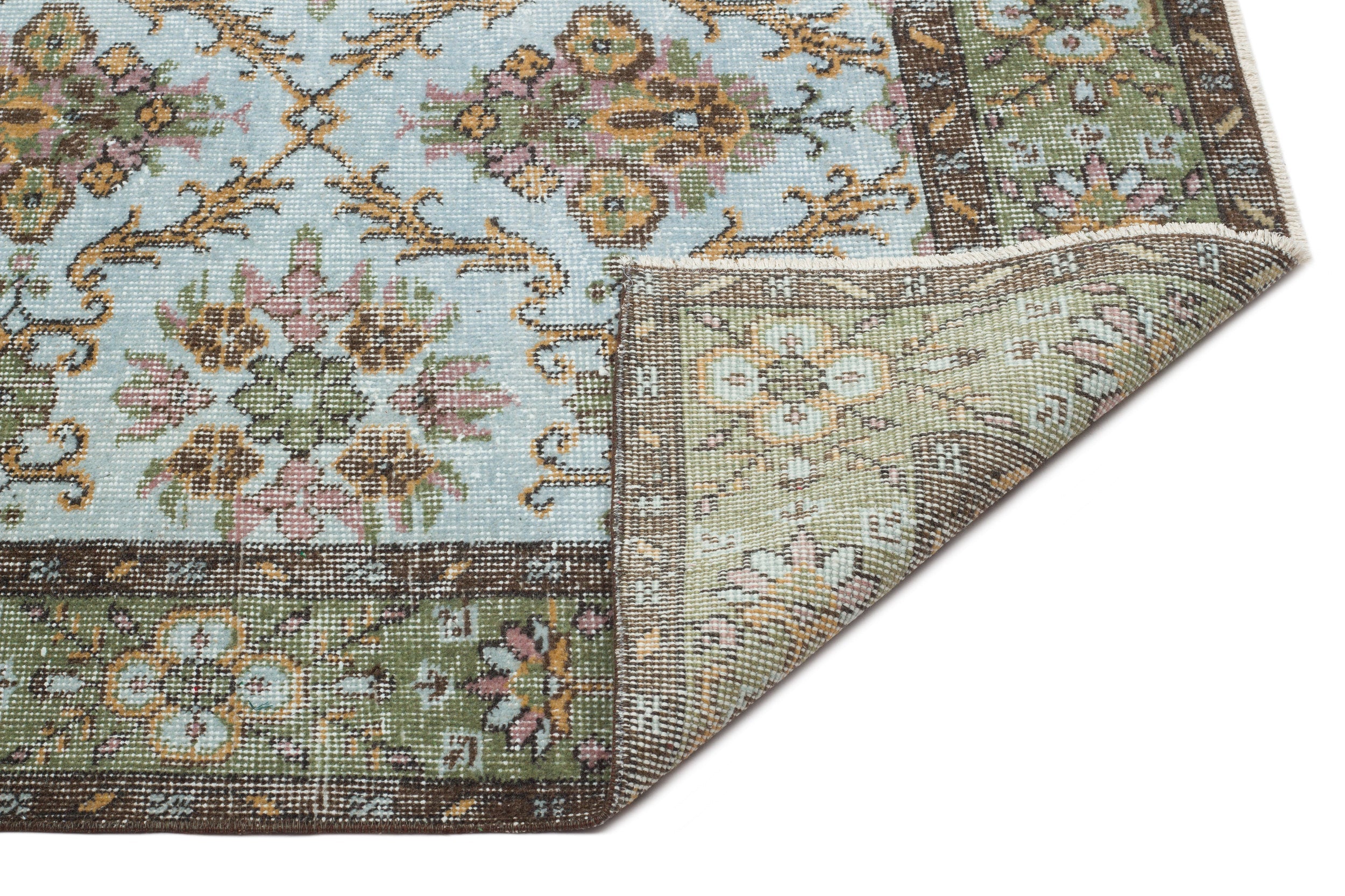 Atina Green Vintage Wool Handmade Area Rug 5'8" x 9'2"