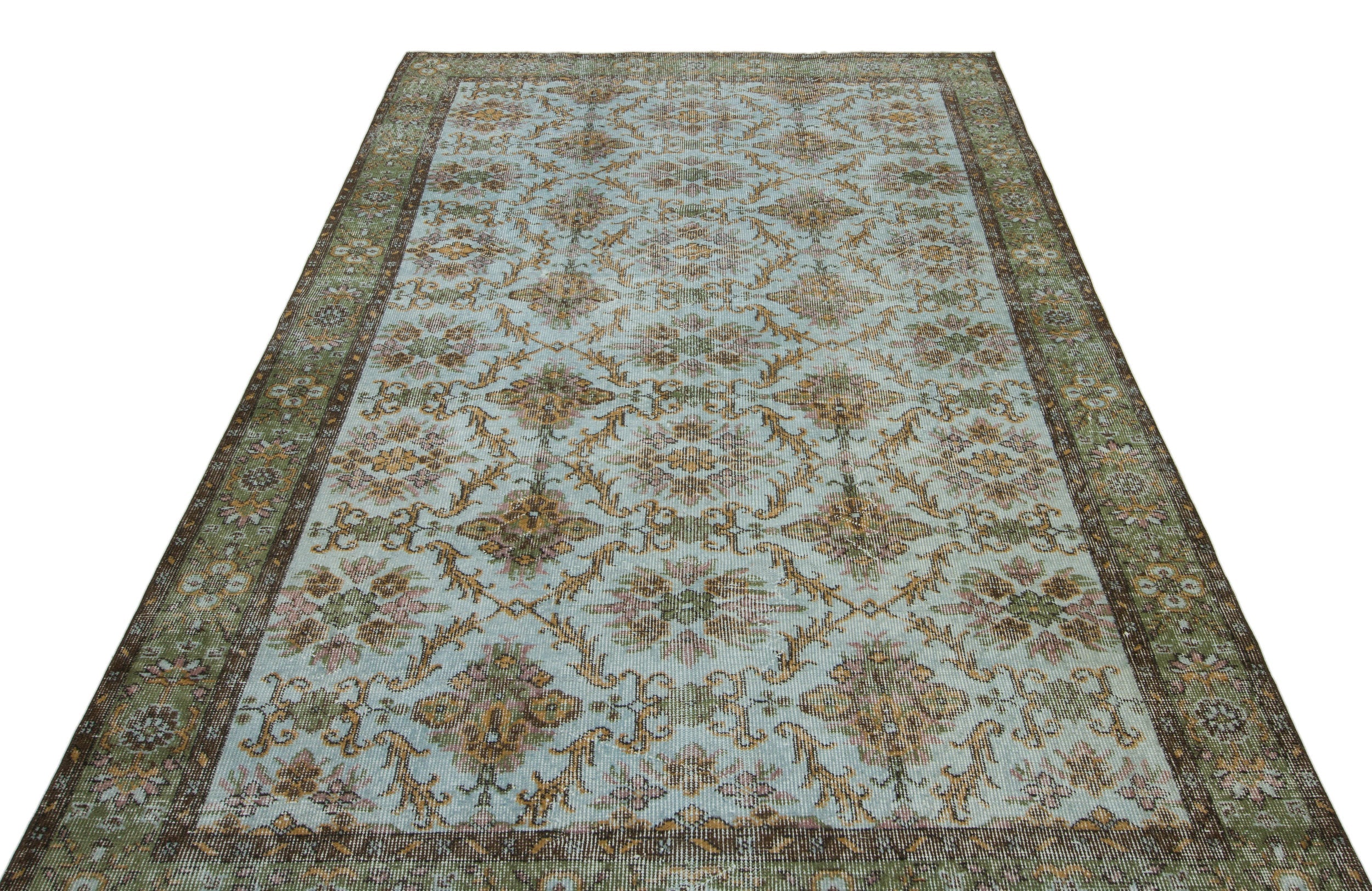Atina Green Vintage Wool Handmade Area Rug 5'8" x 9'2"