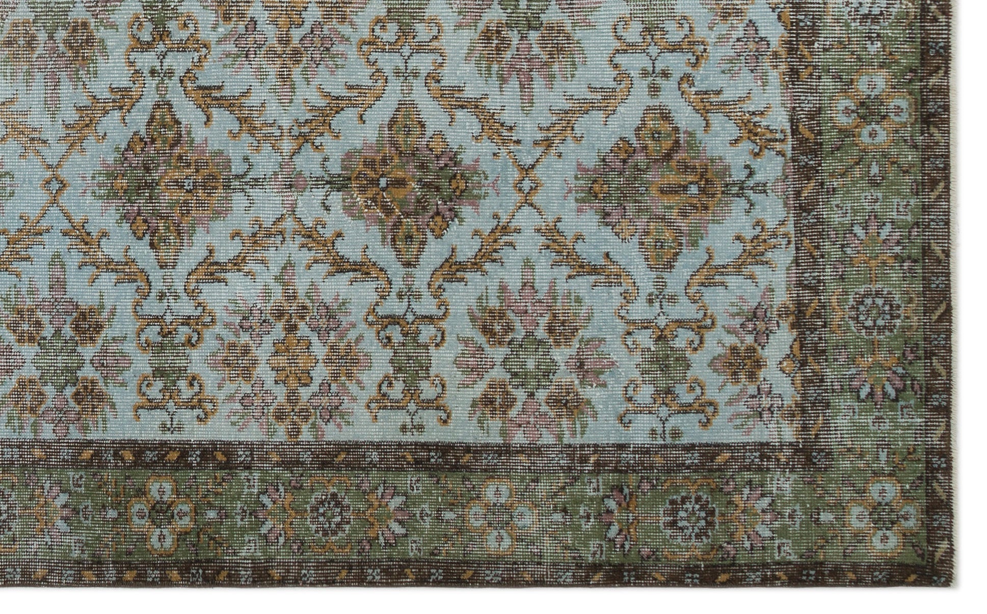 Atina Green Vintage Wool Handmade Area Rug 5'8" x 9'2"