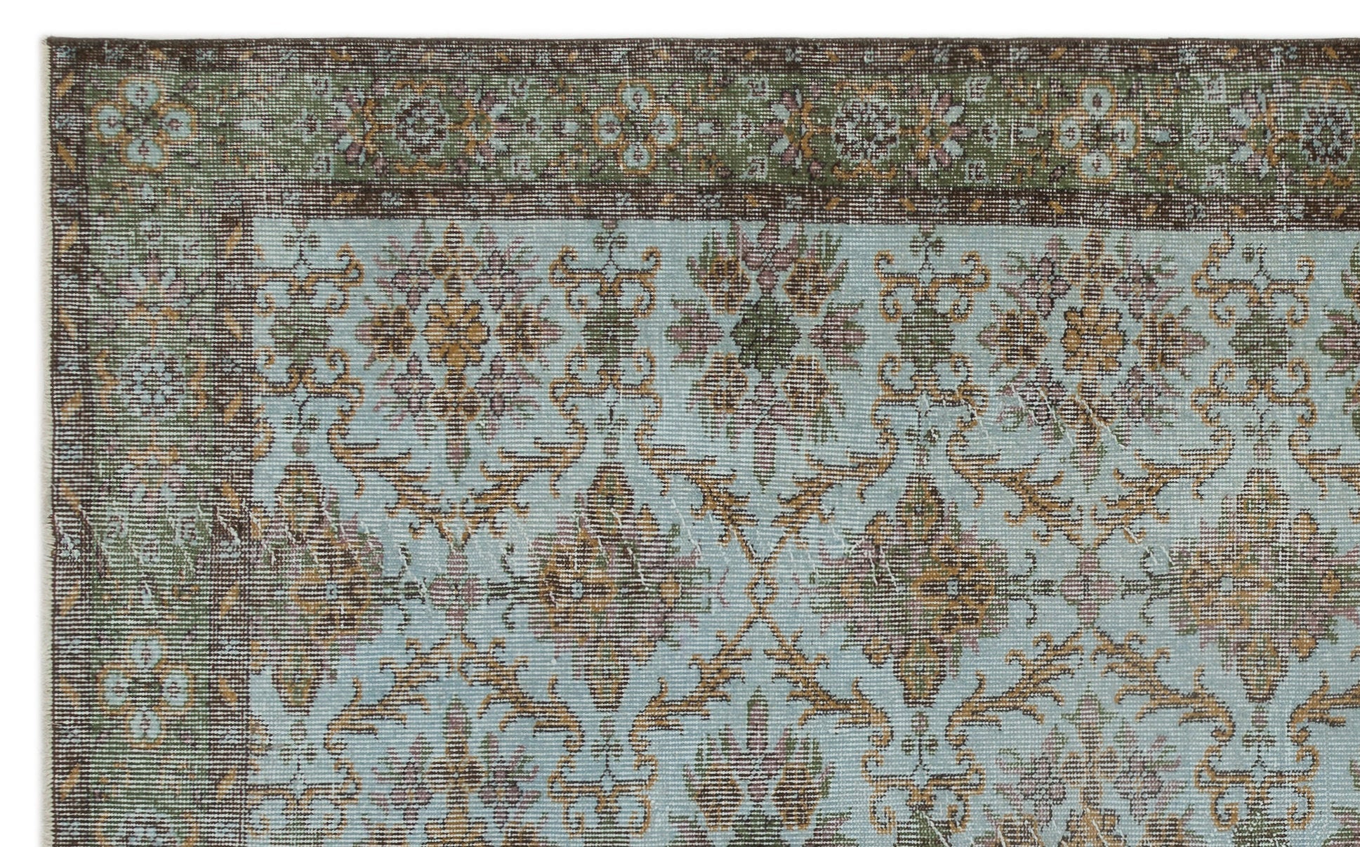 Atina Green Vintage Wool Handmade Area Rug 5'8" x 9'2"