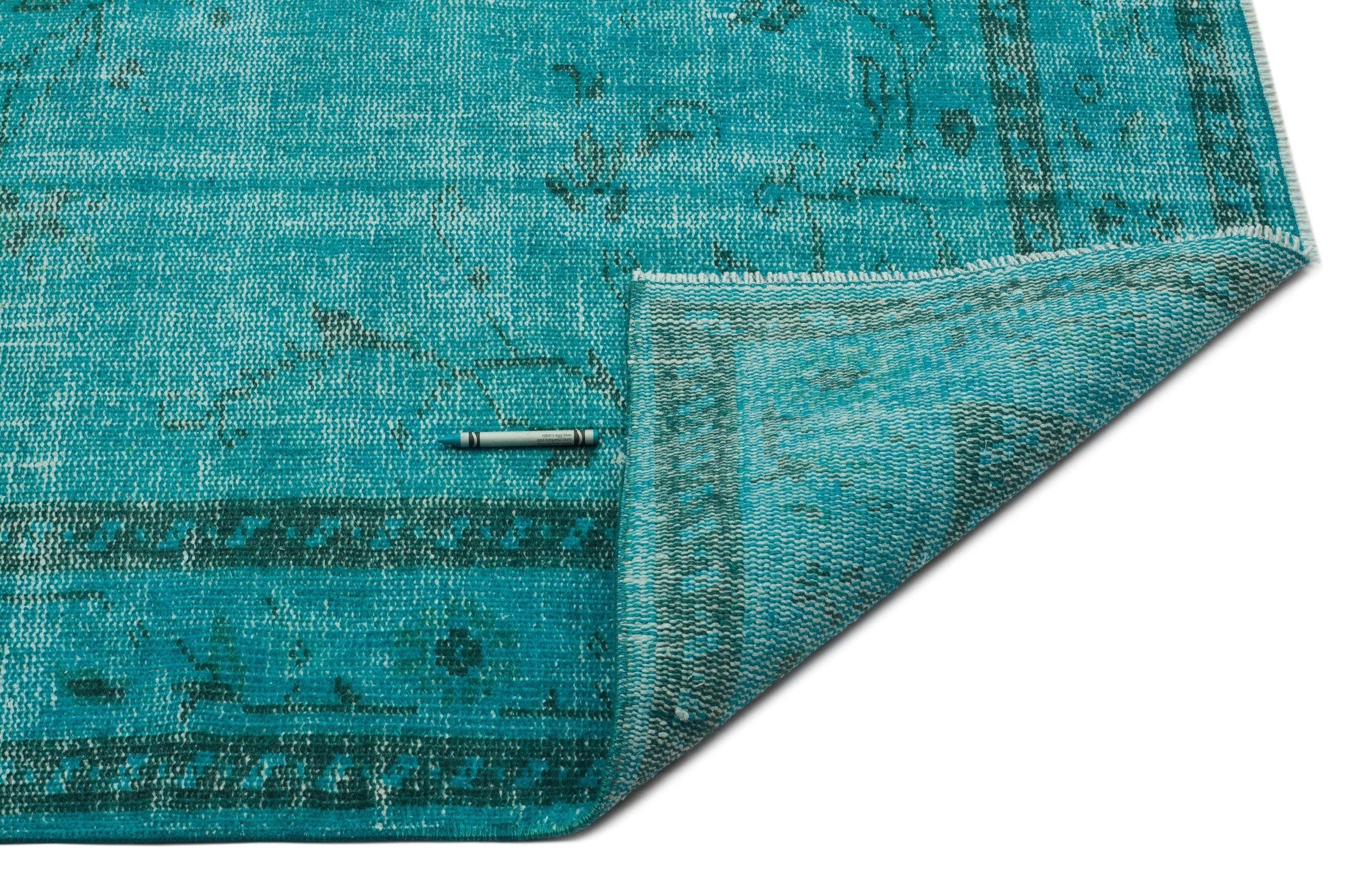 Atina Turquoise Vintage Wool Handmade Area Rug 5'4" x 8'9"