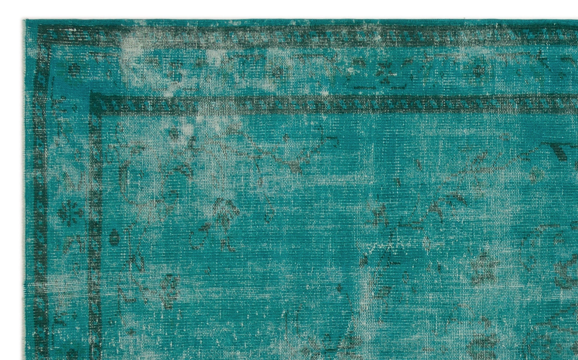 Atina Turquoise Vintage Wool Handmade Area Rug 5'4" x 8'9"