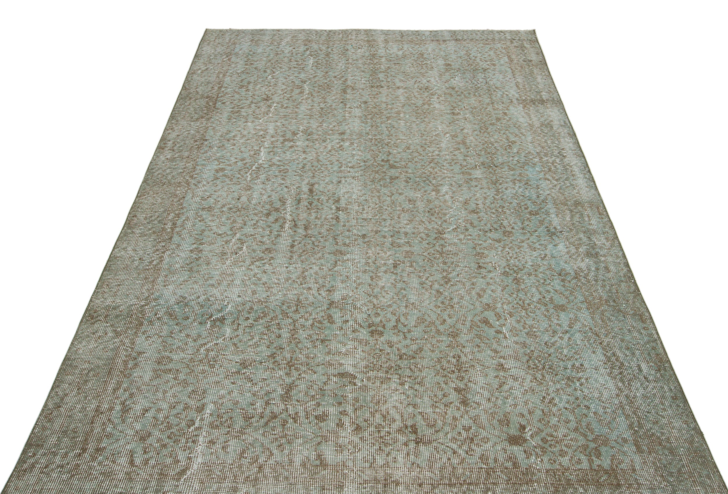 Atina Green Vintage Wool Handmade Area Rug 5'3" x 8'8"