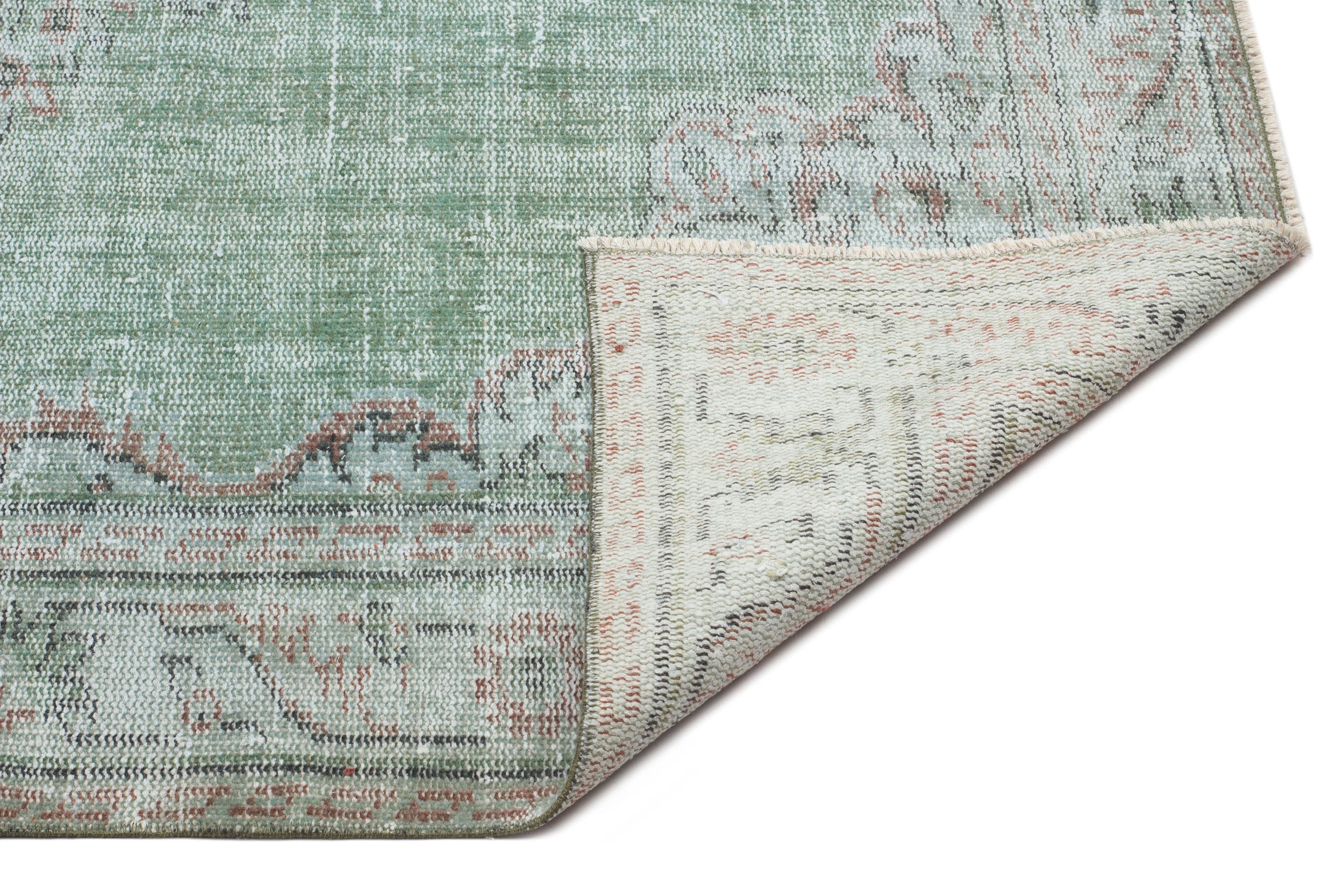 Atina Green Vintage Wool Handmade Area Rug 5'5" x 8'11"