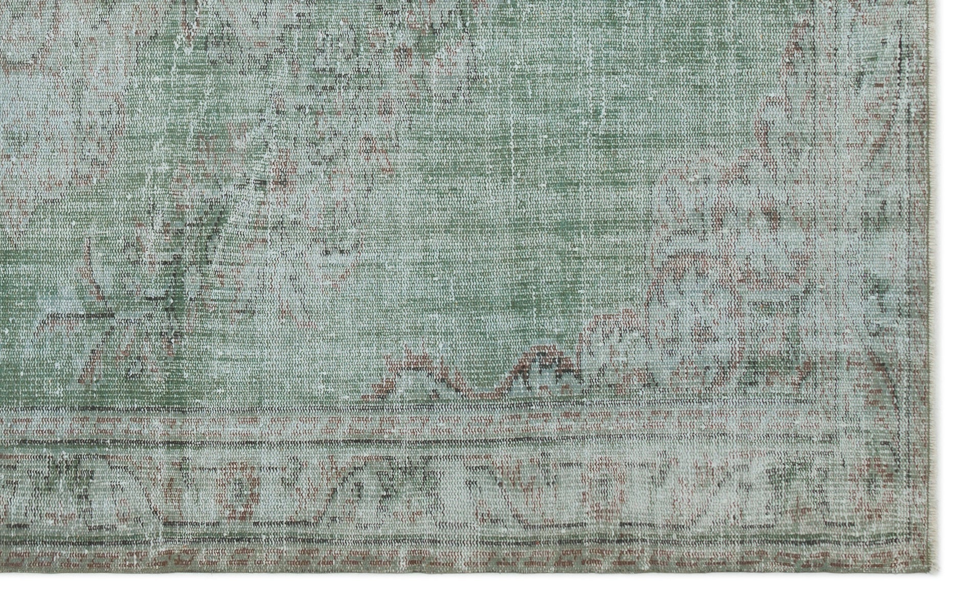 Atina Green Vintage Wool Handmade Area Rug 5'5" x 8'11"
