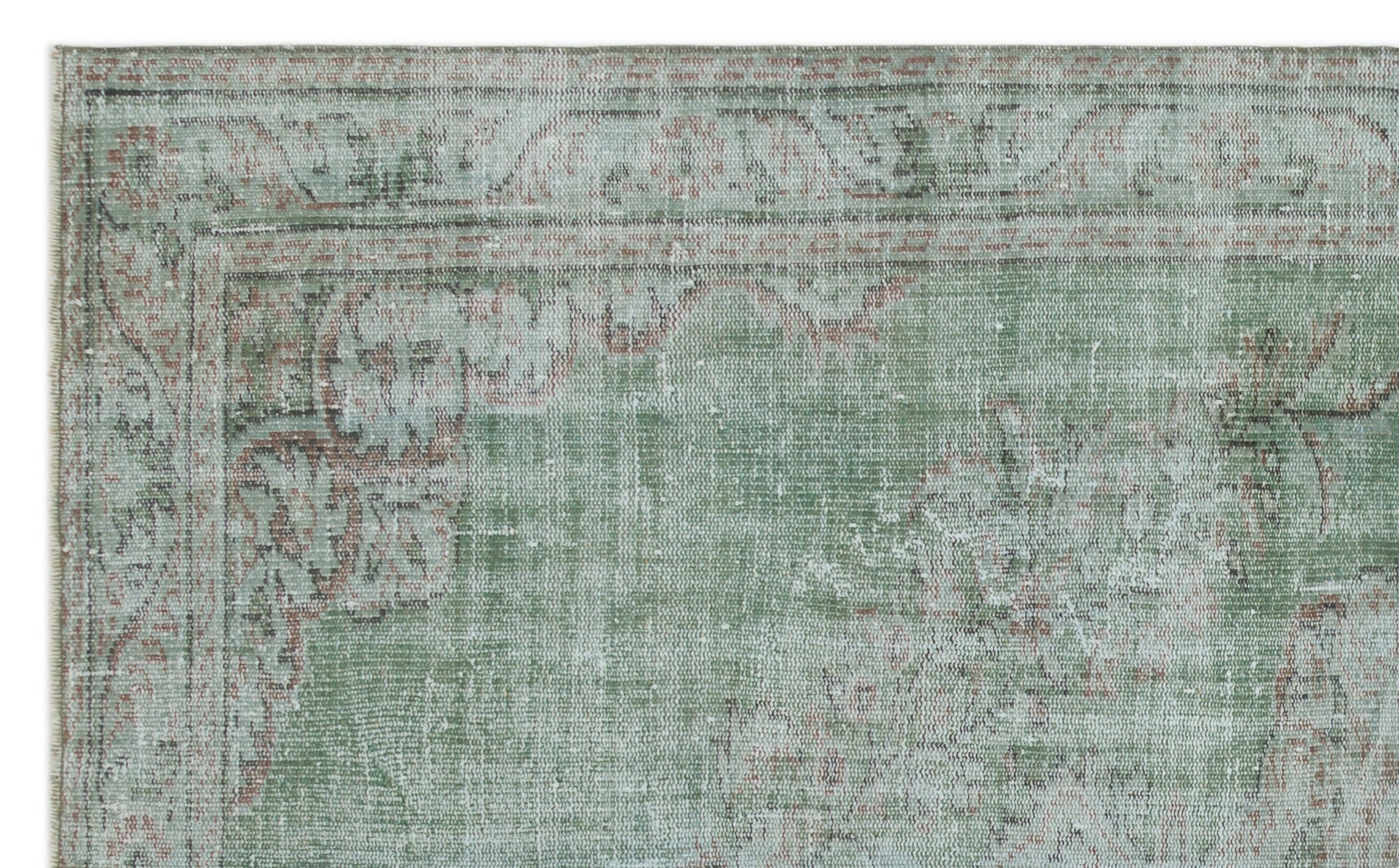 Atina Green Vintage Wool Handmade Area Rug 5'5" x 8'11"