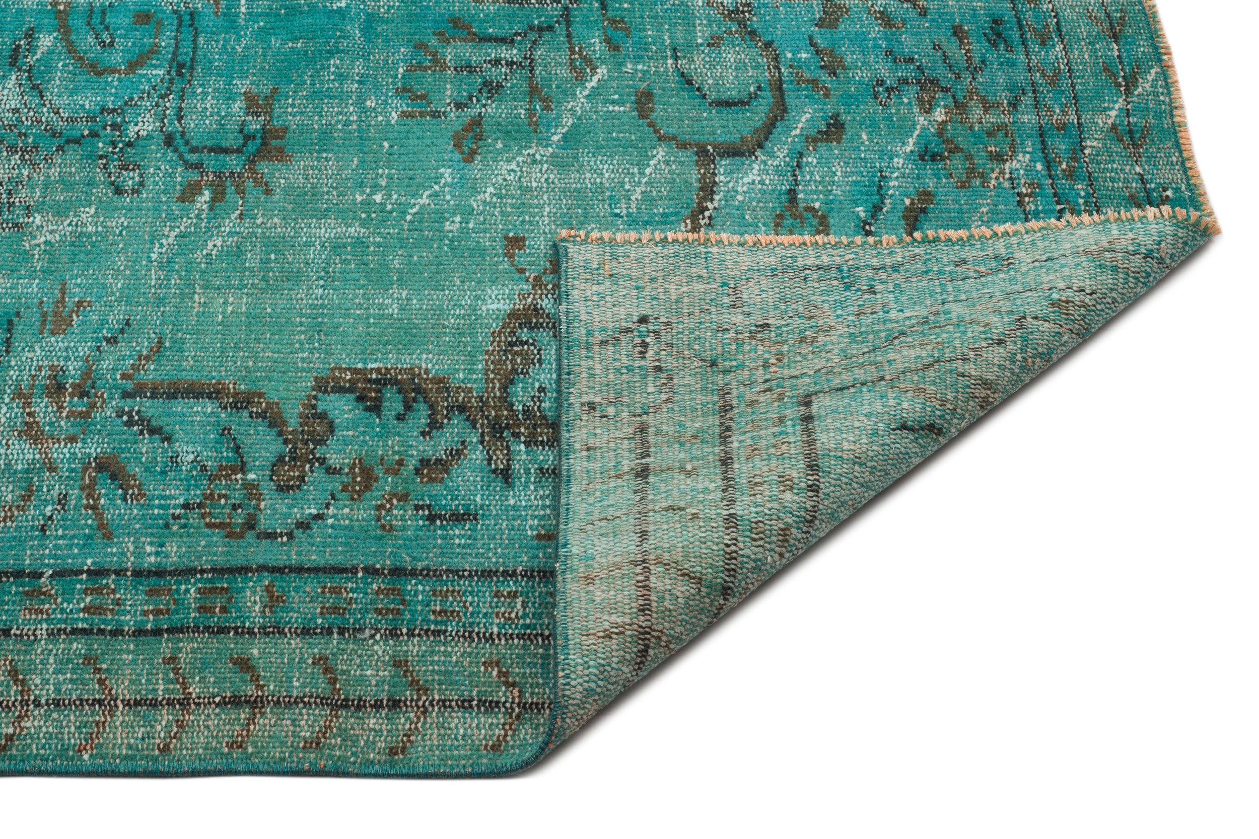 Atina Turquoise Vintage Wool Handmade Area Rug 5'6" x 8'7"