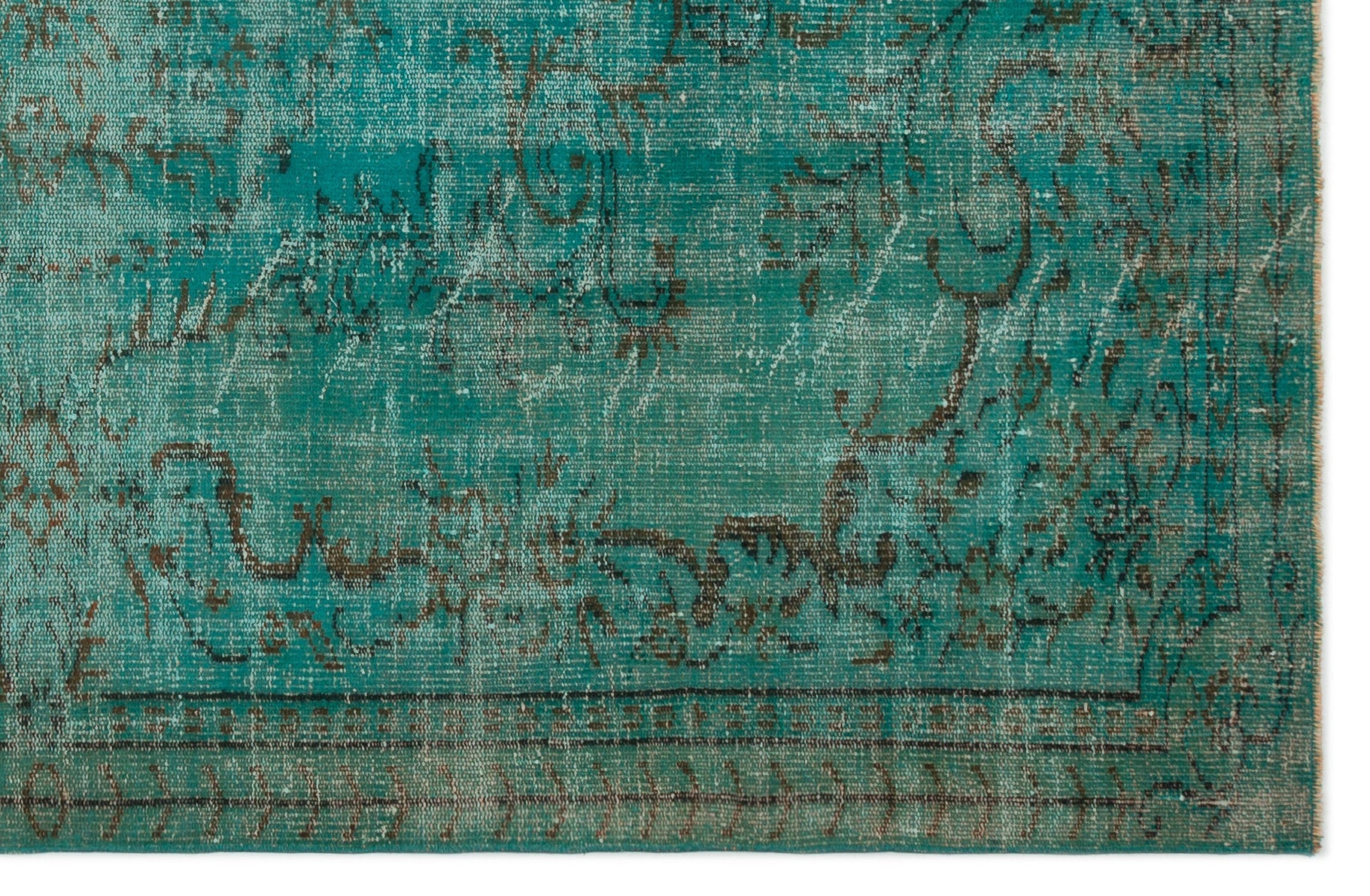 Atina Turquoise Vintage Wool Handmade Area Rug 5'6" x 8'7"