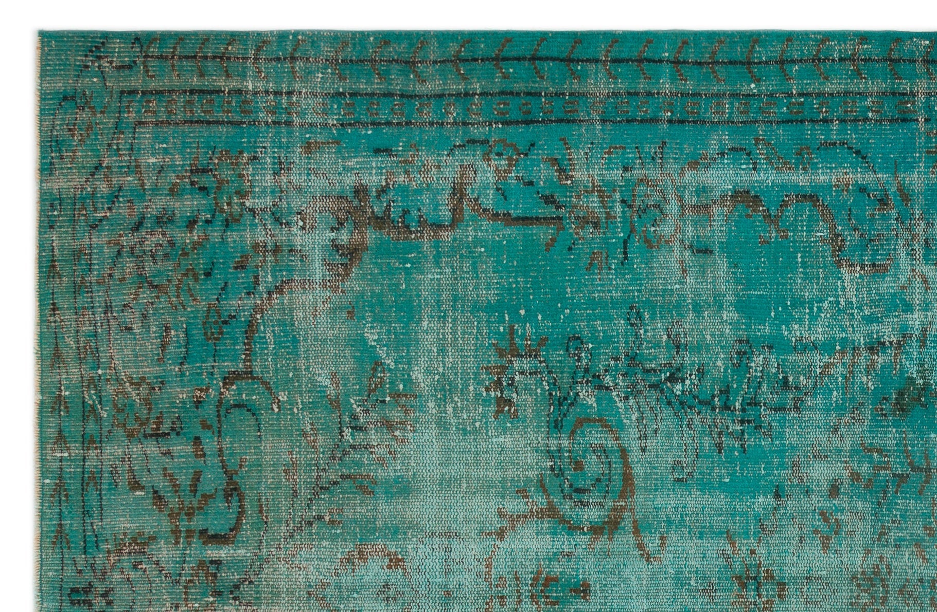 Atina Turquoise Vintage Wool Handmade Area Rug 5'6" x 8'7"