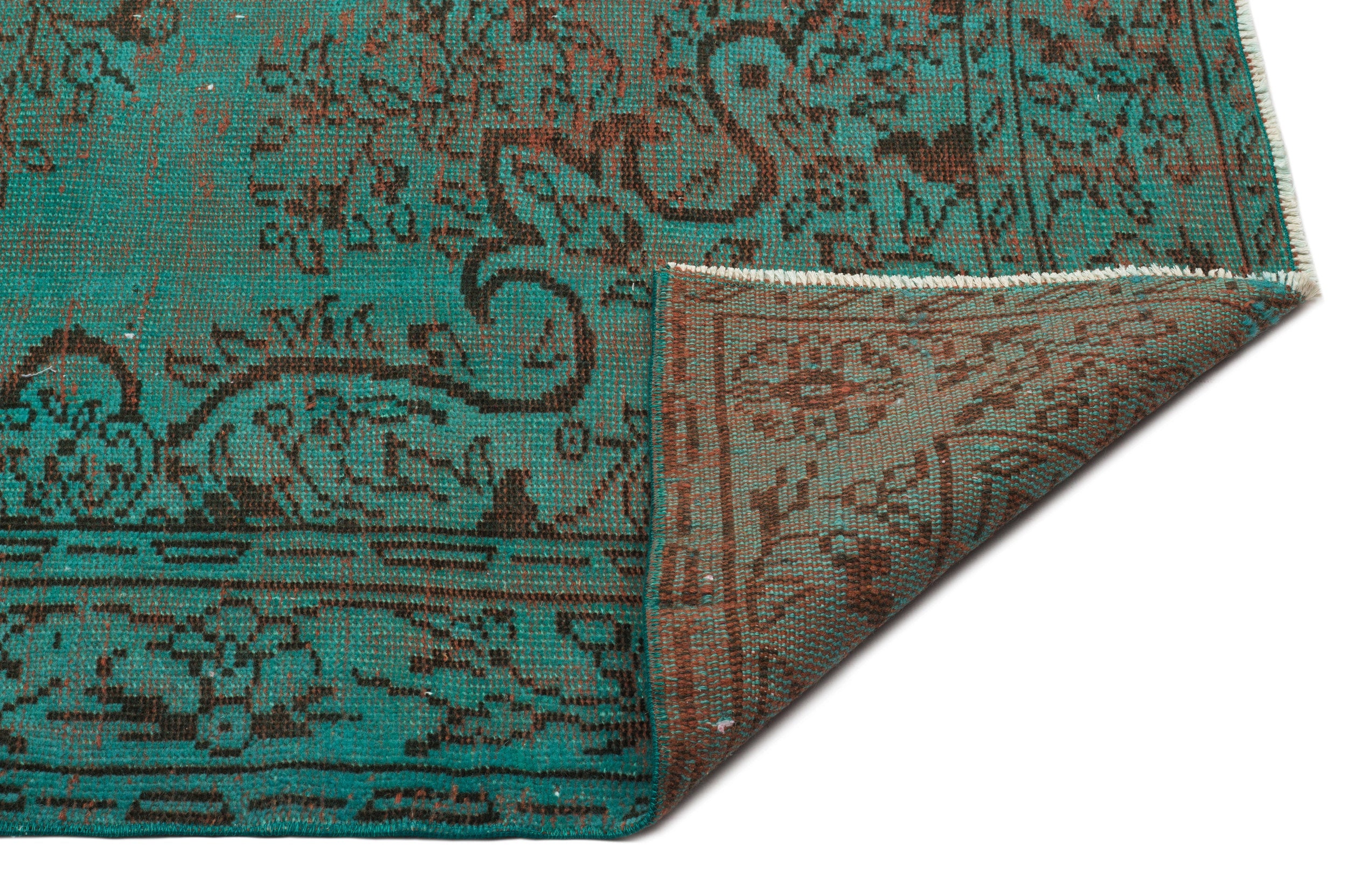 Atina Turquoise Vintage Wool Handmade Area Rug 5'7" x 8'10"