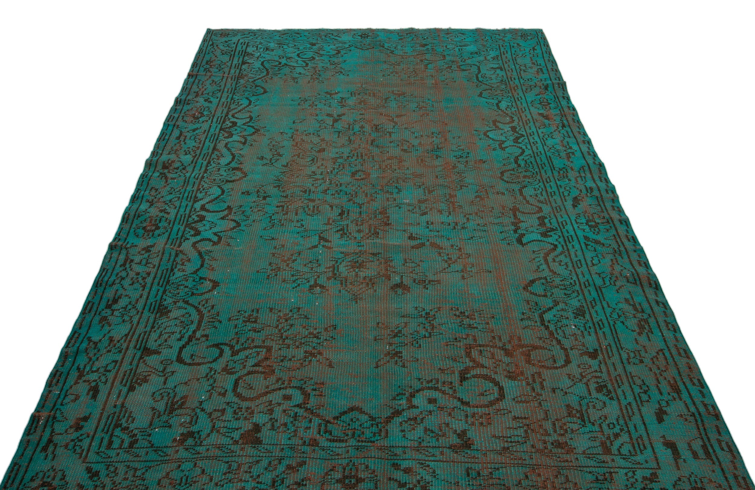 Atina Turquoise Vintage Wool Handmade Area Rug 5'7" x 8'10"