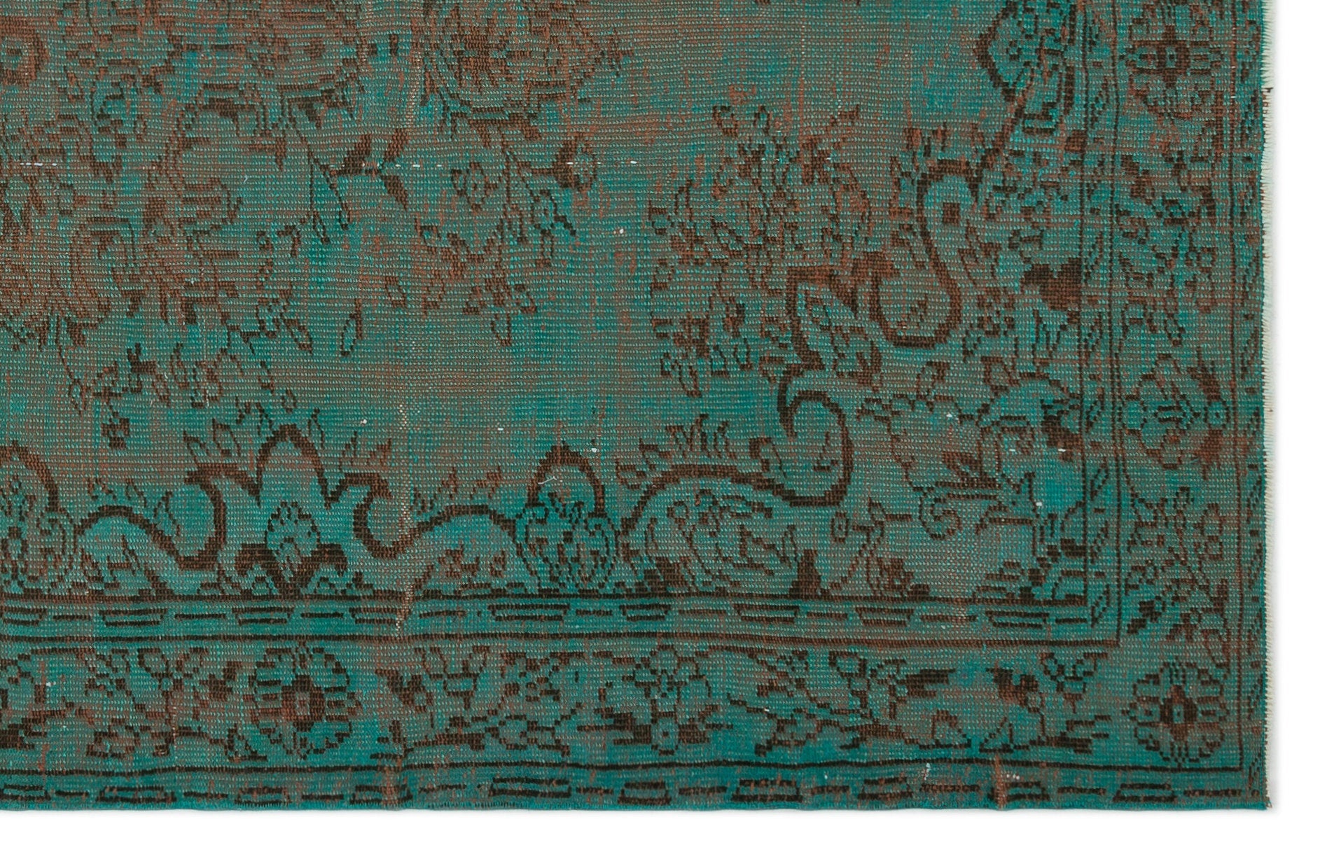 Atina Turquoise Vintage Wool Handmade Area Rug 5'7" x 8'10"