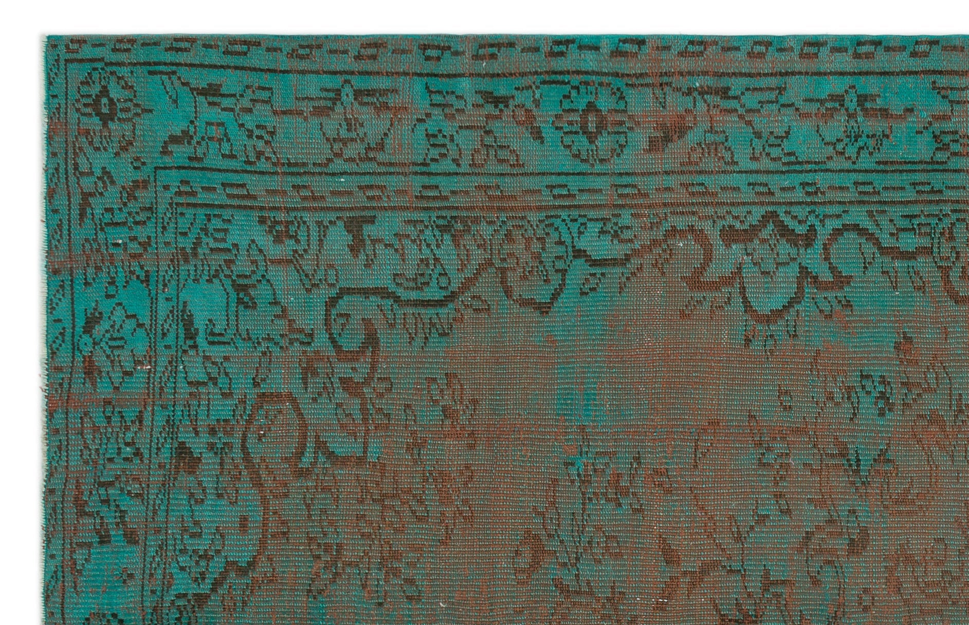 Atina Turquoise Vintage Wool Handmade Area Rug 5'7" x 8'10"