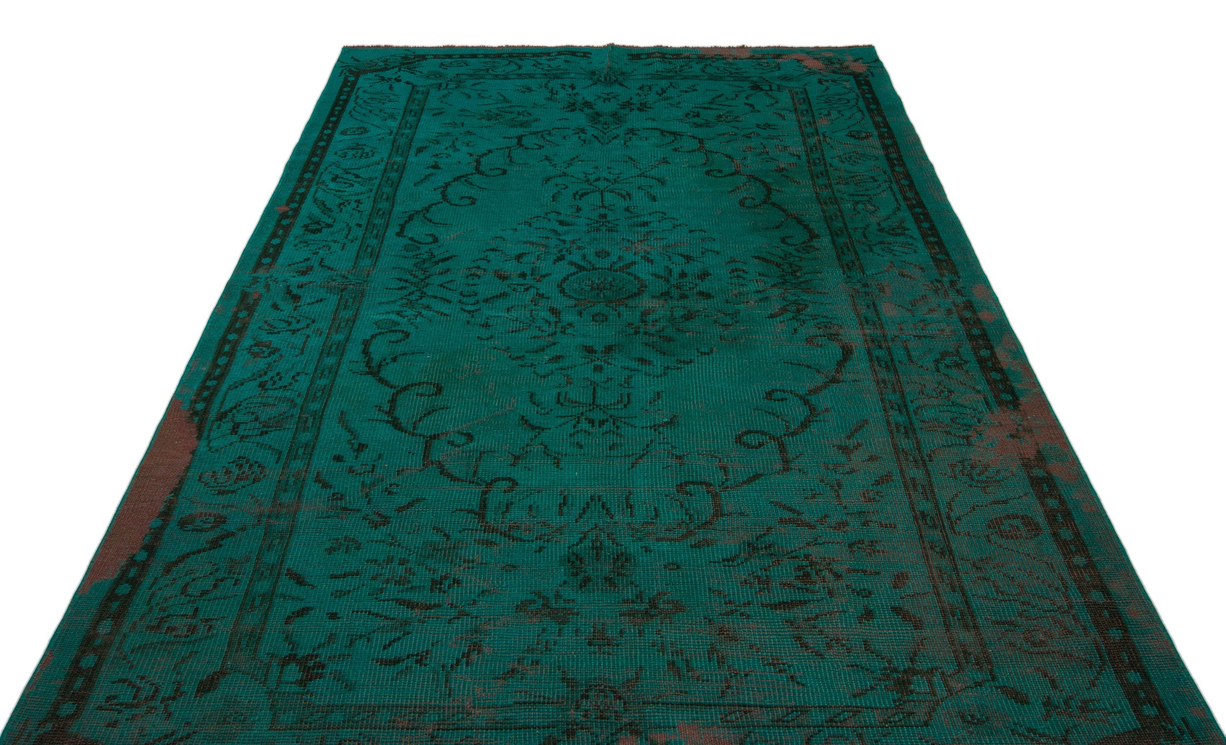 Atina Turquoise Vintage Wool Handmade Area Rug 5'0" x 9'4"