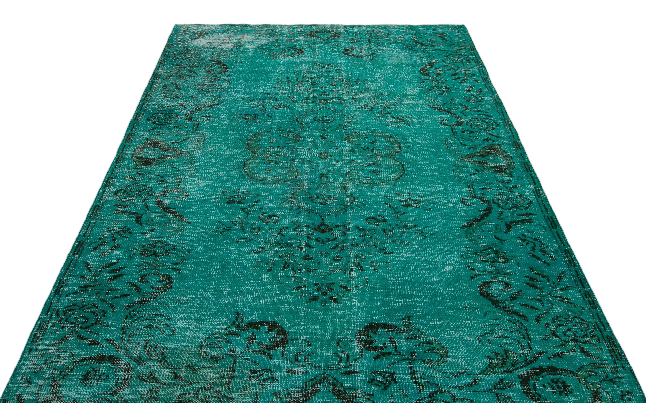 Atina Turquoise Vintage Wool Handmade Area Rug 5'8" x 8'10"