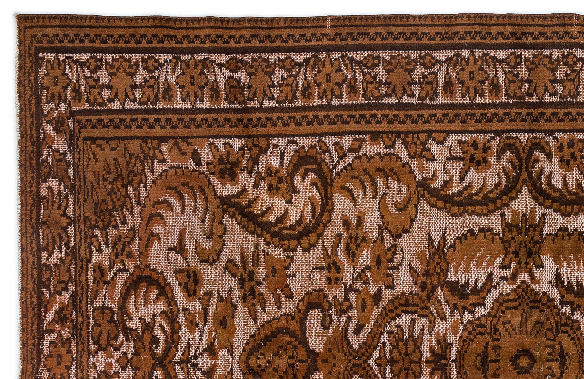 Purplea Brown Vintage Wool Handmade Area Rug 5'7" x 8'4"