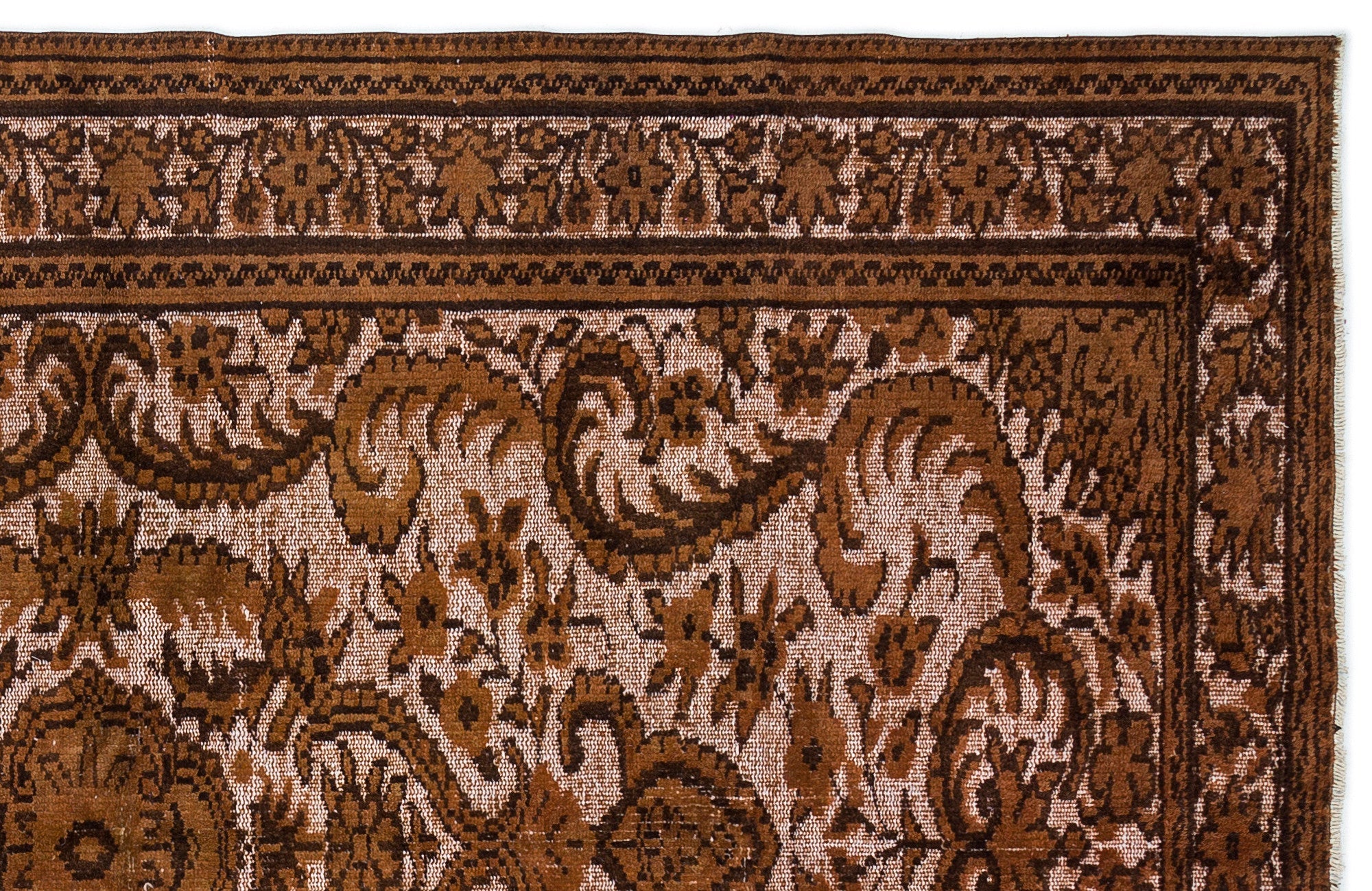 Purplea Brown Vintage Wool Handmade Area Rug 5'7" x 8'4"