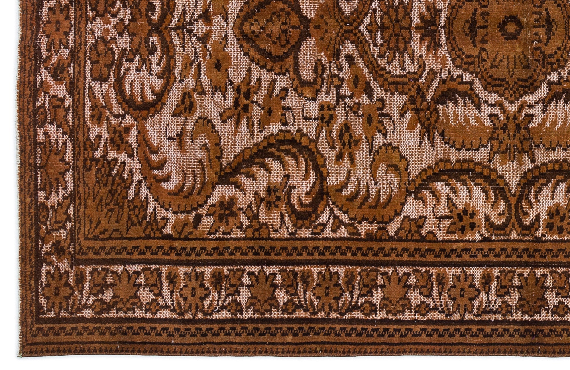 Purplea Brown Vintage Wool Handmade Area Rug 5'7" x 8'4"