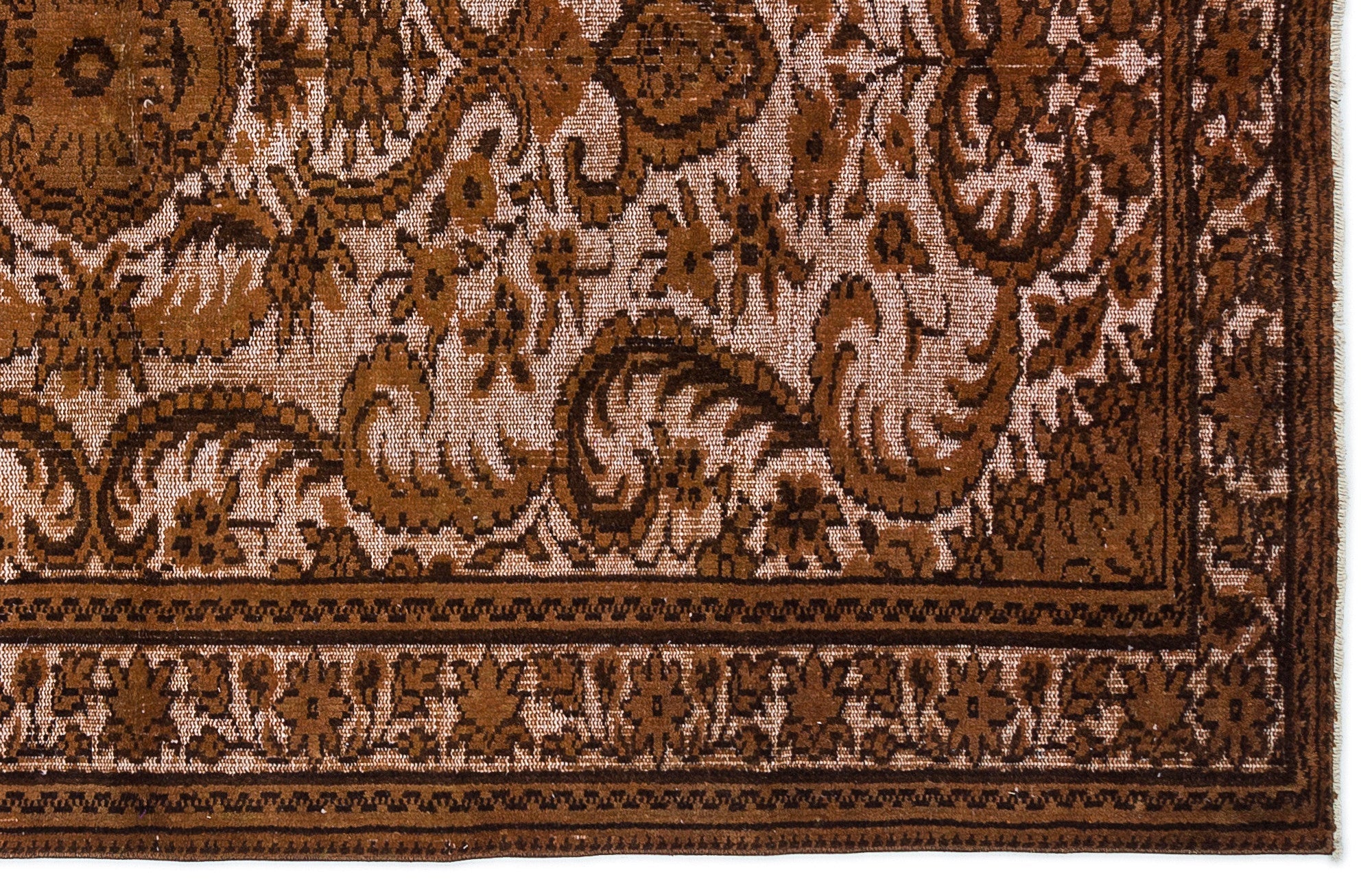 Purplea Brown Vintage Wool Handmade Area Rug 5'7" x 8'4"