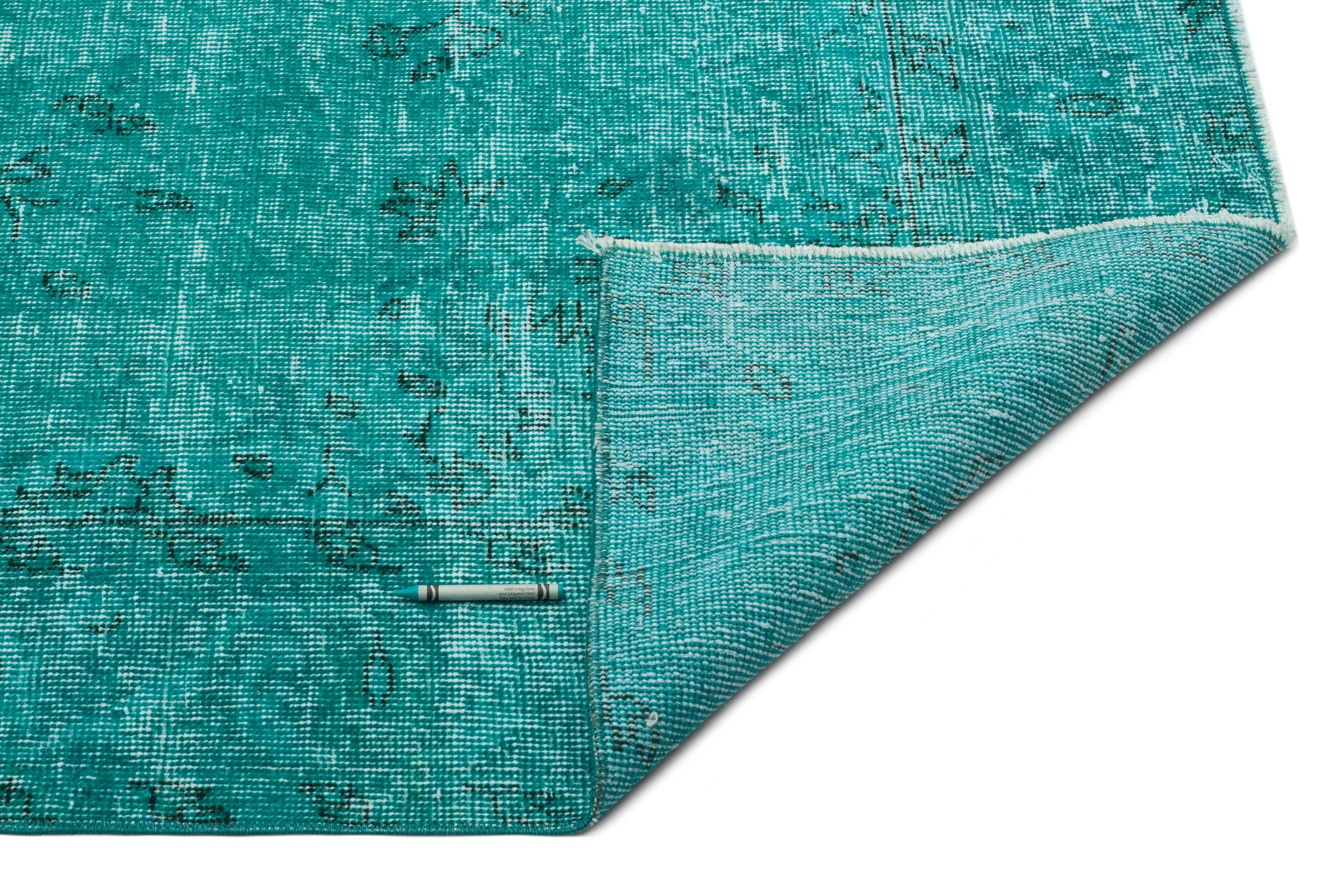 Atina Turquoise Vintage Wool Handmade Area Rug 5'6" x 8'10"