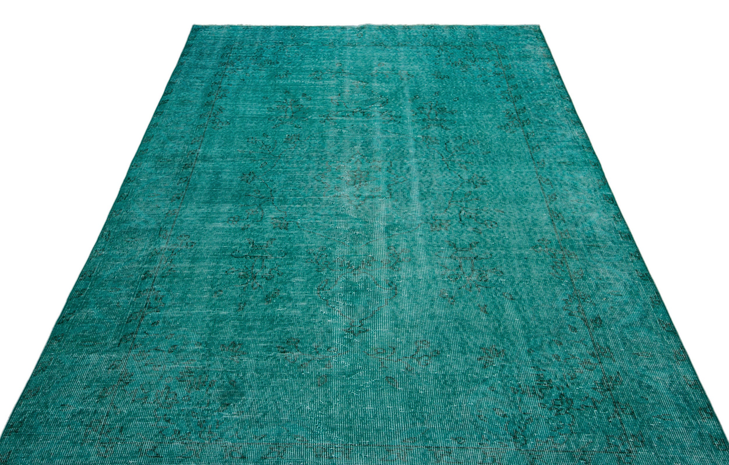 Atina Turquoise Vintage Wool Handmade Area Rug 5'6" x 8'10"