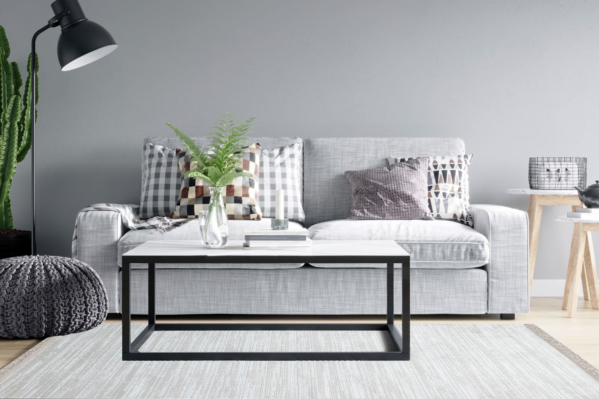 Grey Striped Area Rug – Machine Made Rug | Washable Non Slip Modern Carpet