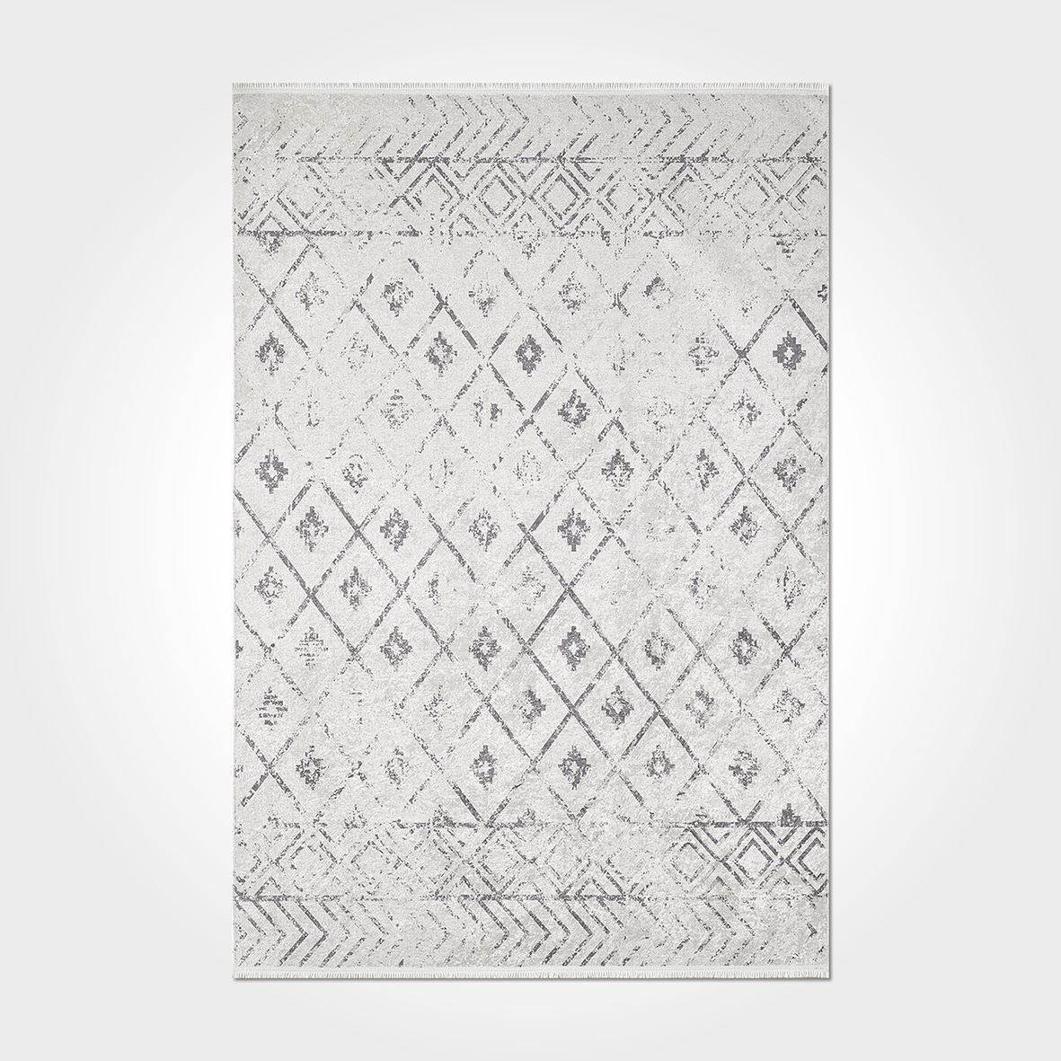 Geometric Area Rug – Washable Non Slip Chenille Cotton Rug, Summer Beige Carpet