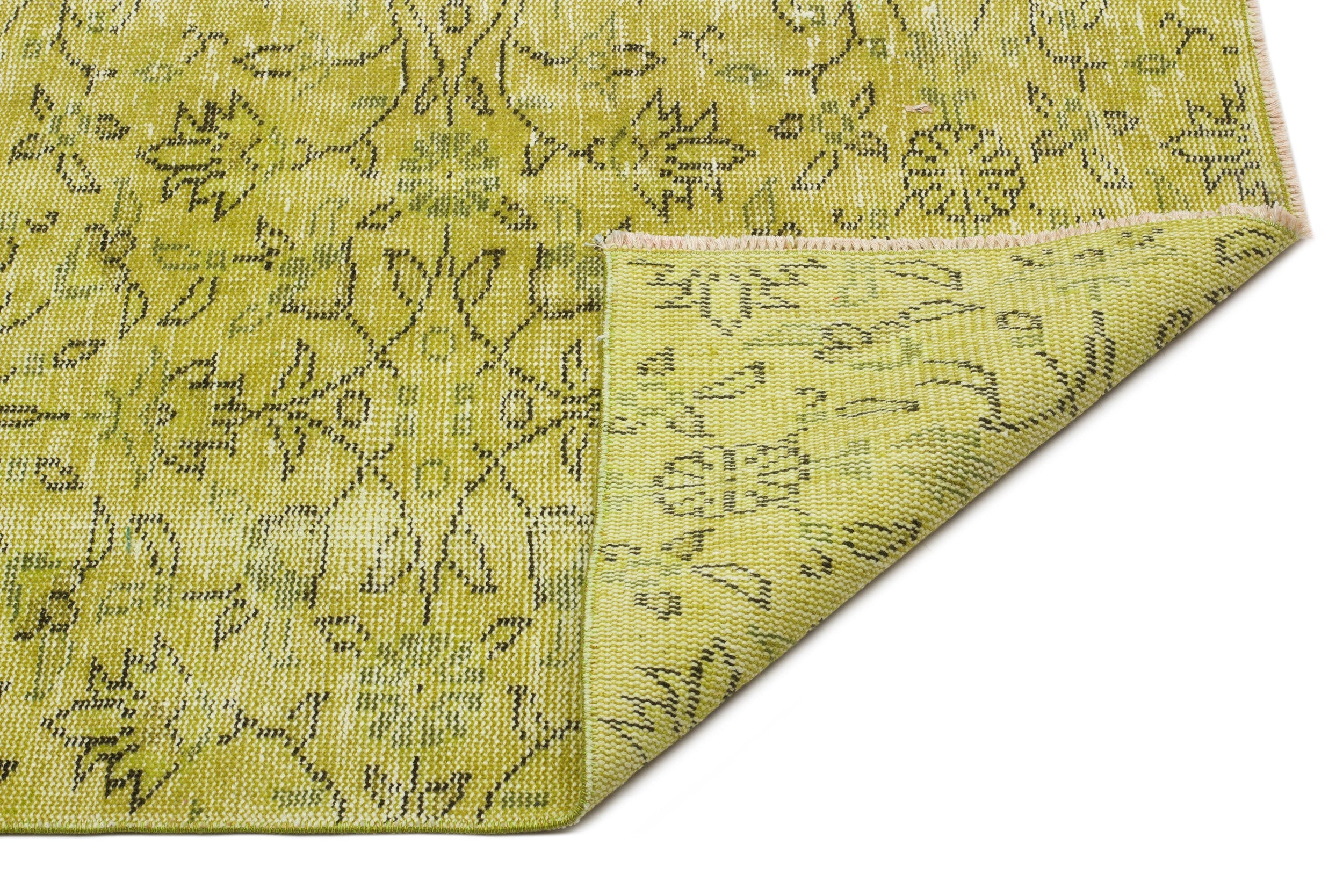 Atina Yellow Vintage Wool Handmade Area Rug 4'9" x 8'2"