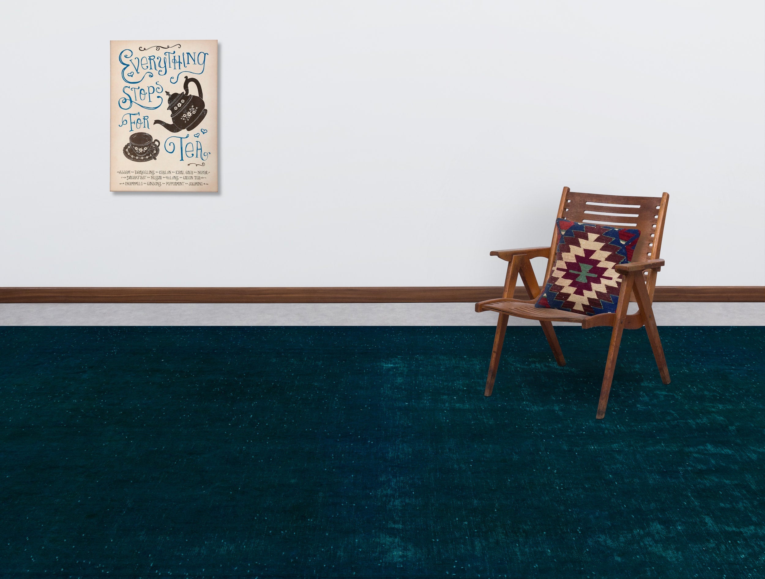 Epir Turquoise Vintage Wool Handmade Area Rug 9'1" x 12'2"
