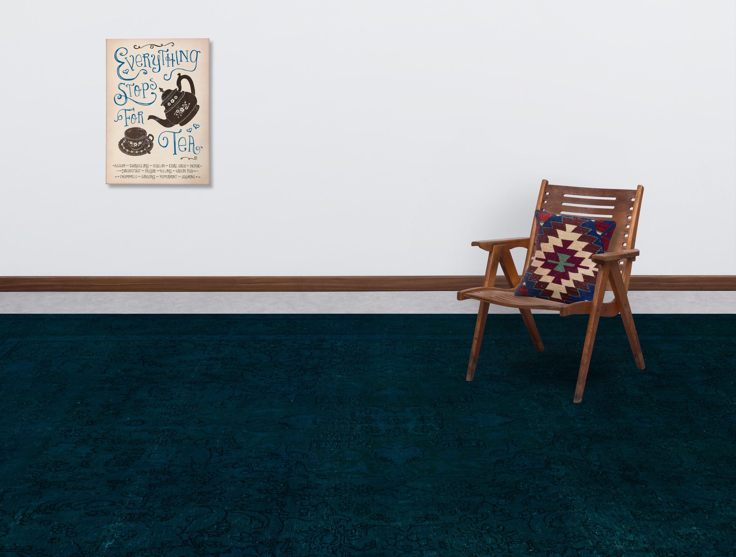 Epir Turquoise Vintage Wool Handmade Area Rug 9'3" x 12'11"