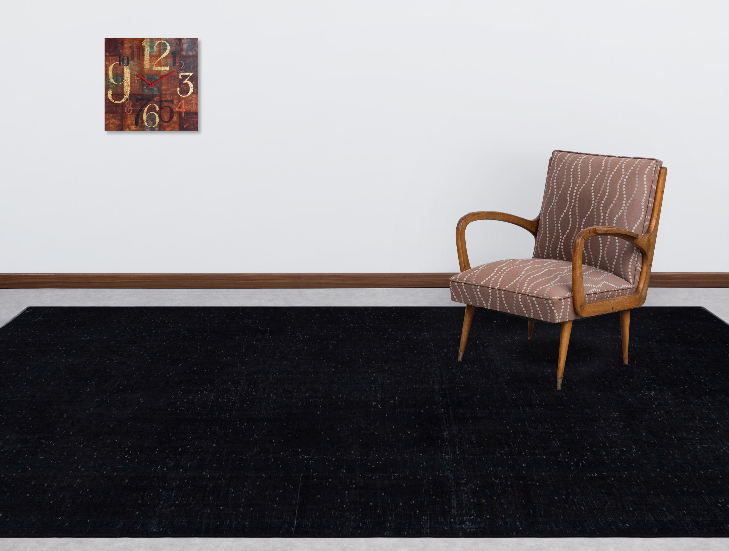 Epir Black Vintage Wool Handmade Area Rug 7'5" x 10'6"