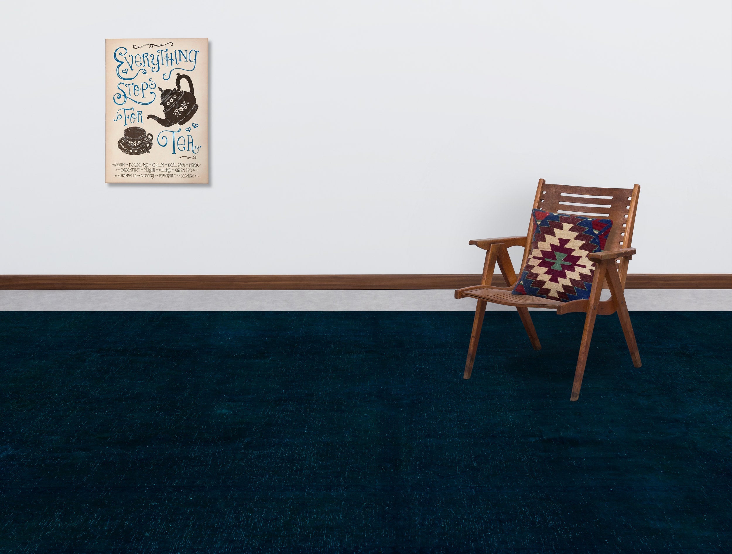 Epir Navy Vintage Wool Handmade Area Rug 7'10" x 12'2"