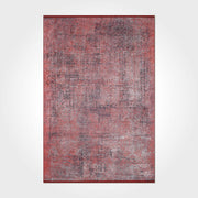 Vintage Chenille Rug – Washable Non Slip Cotton Area Rug with Red Retro Style