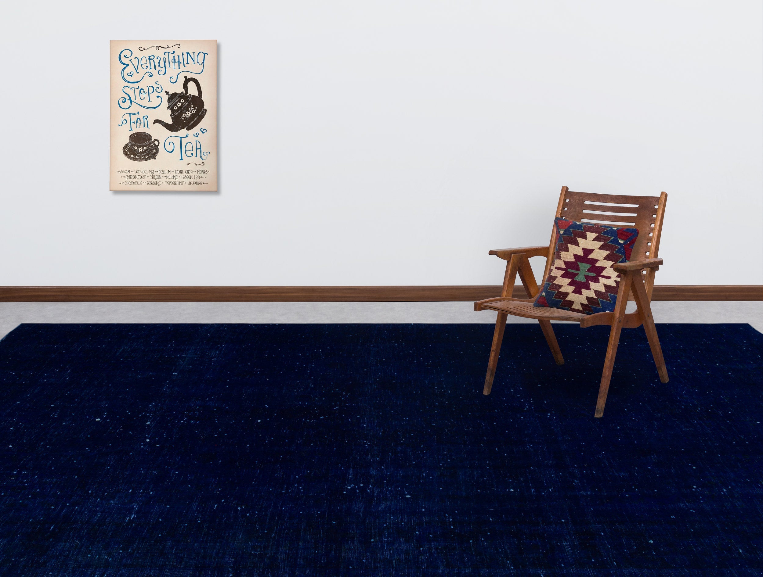 Epir Blue Vintage Wool Handmade Area Rug 7'9" x 10'9"