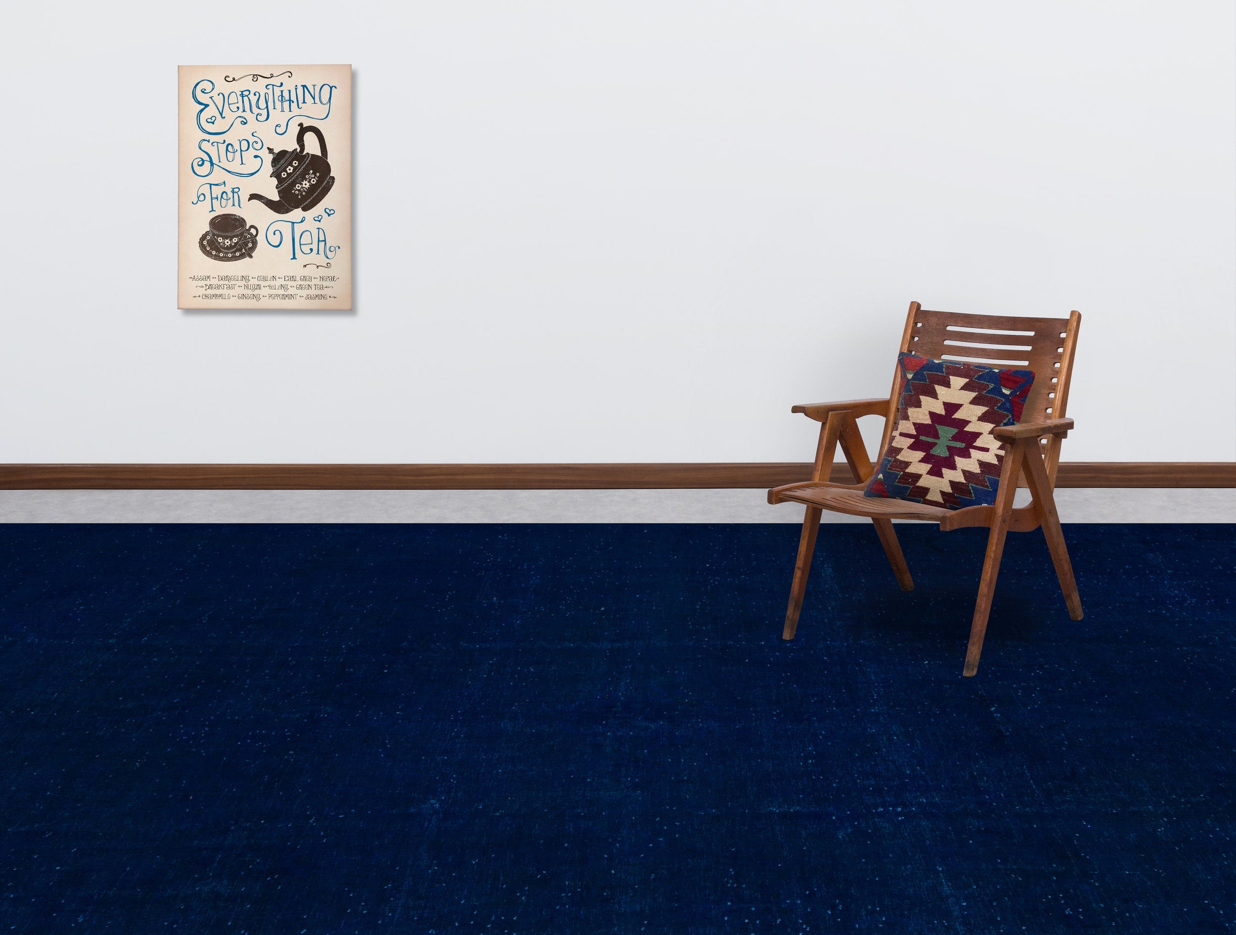 Epir Blue Vintage Wool Handmade Area Rug 9'7" x 13'0"