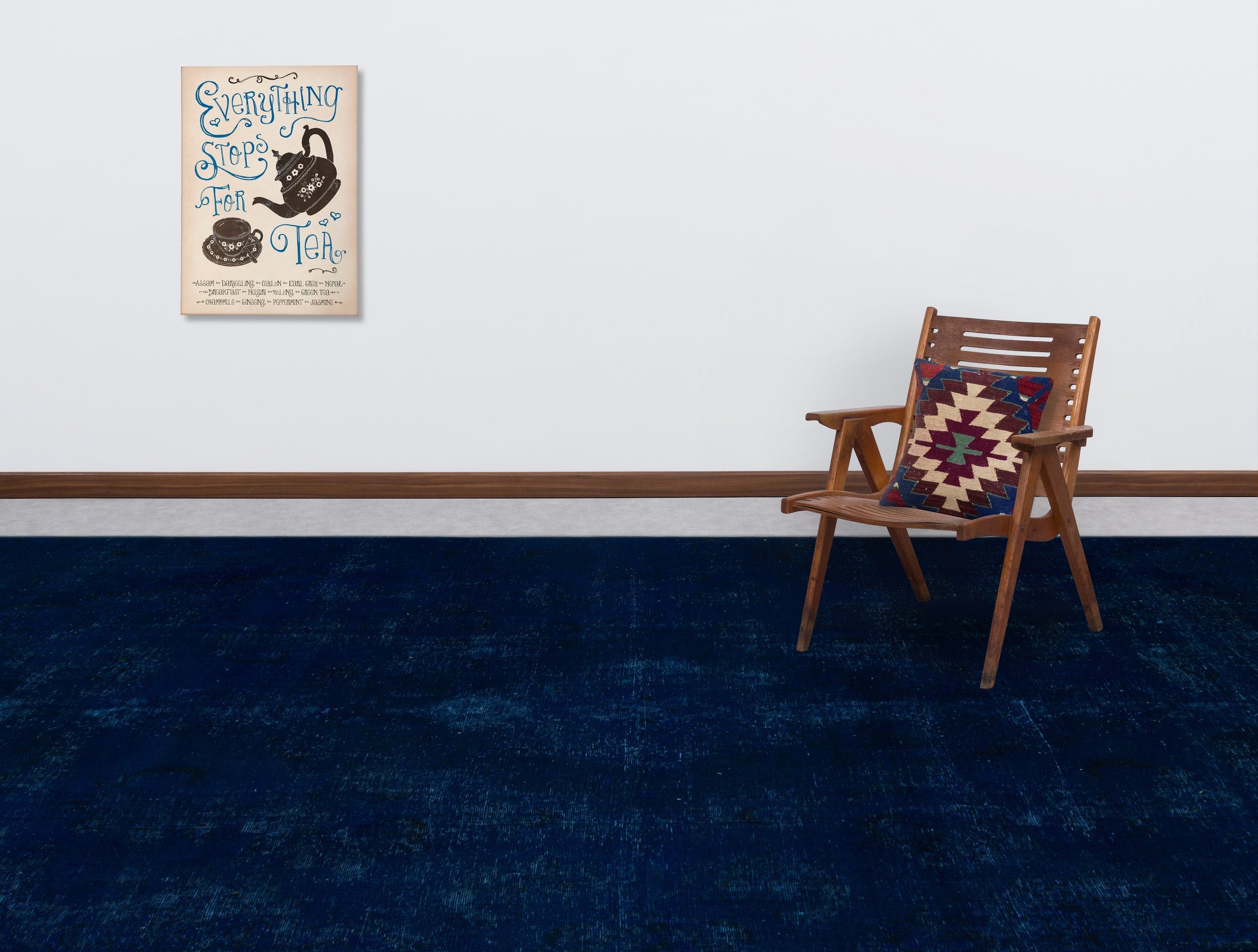 Epir Blue Vintage Wool Handmade Area Rug 8'10" x 12'7"