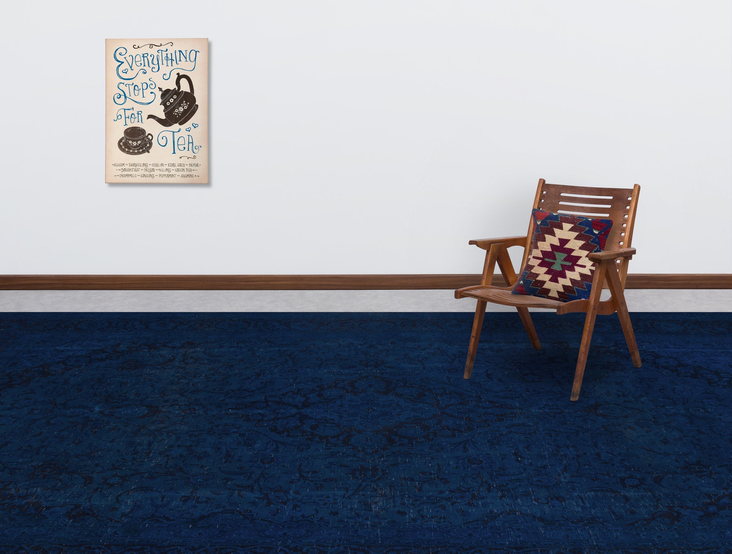 Epir Blue Vintage Wool Handmade Area Rug 8'7" x 12'10"