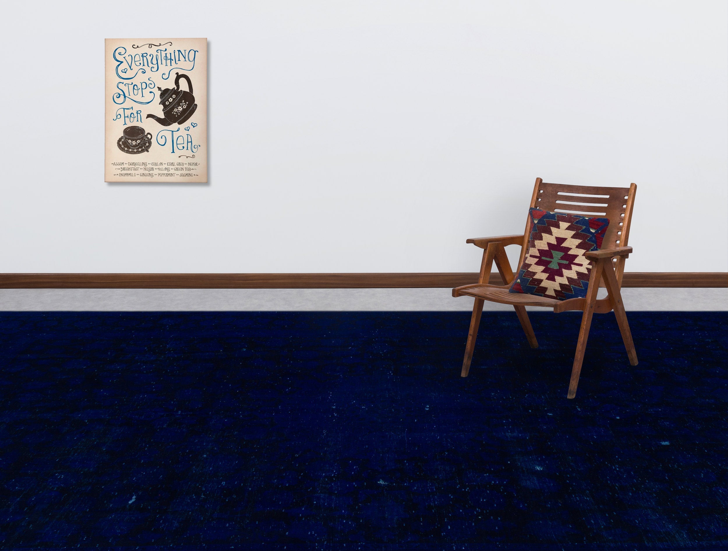 Epir Blue Vintage Wool Handmade Area Rug 9'0" x 12'3"