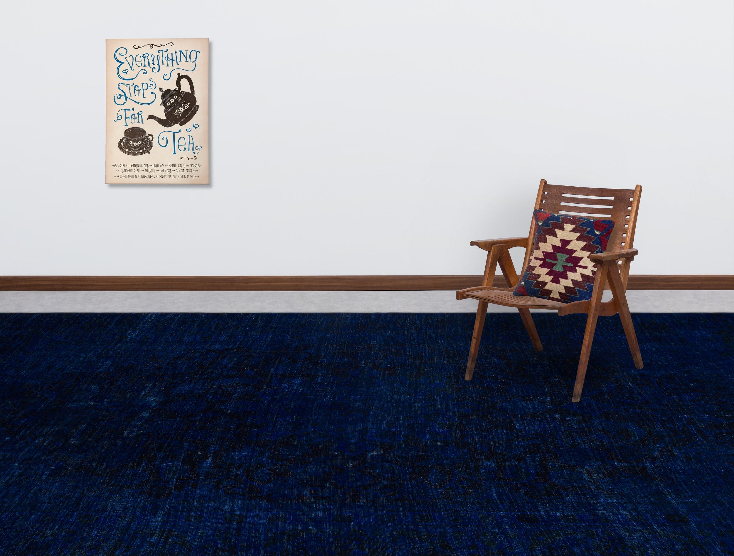 Epir Blue Vintage Wool Handmade Area Rug 8'0" x 11'7"